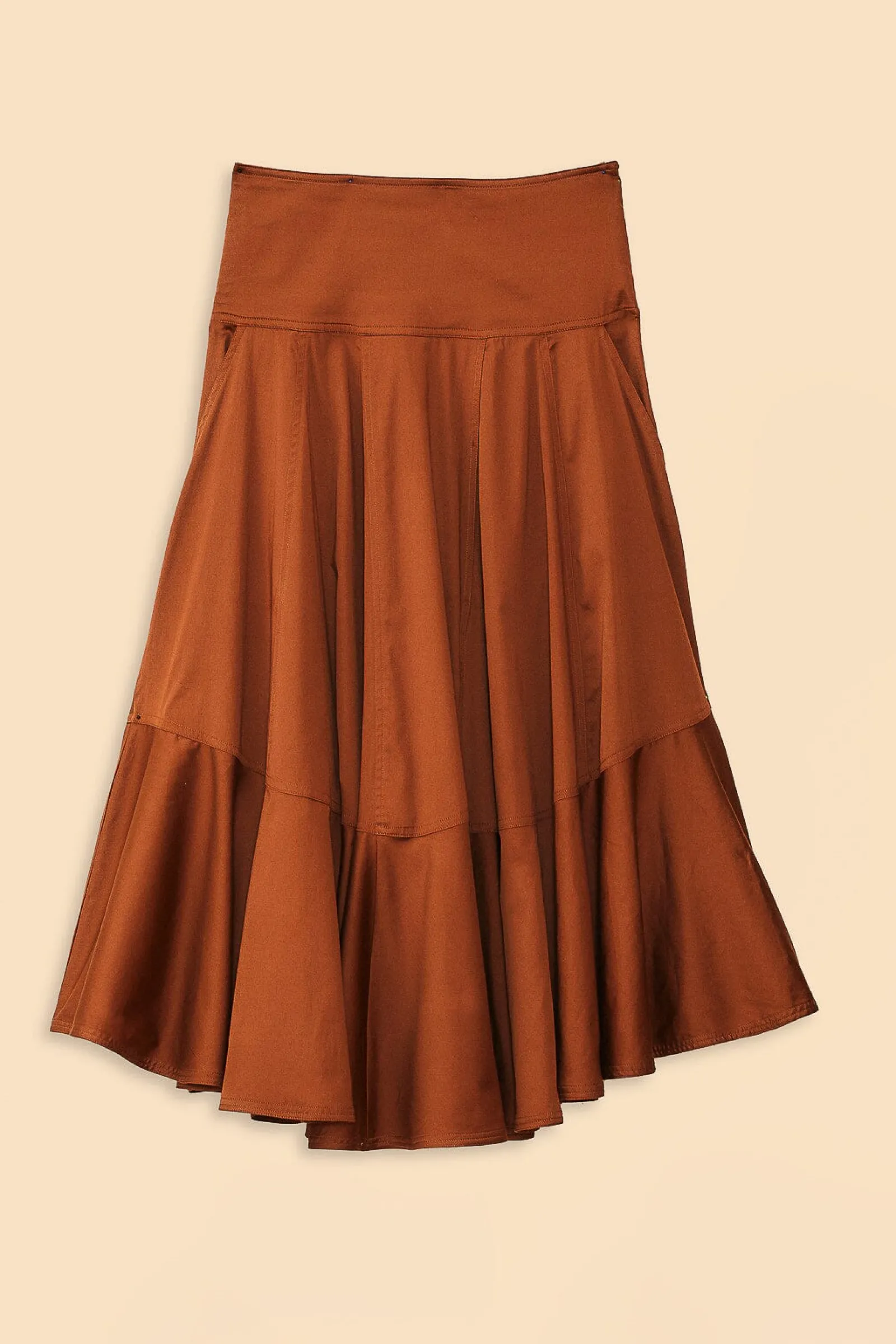 CARAMEL RUFFLE MAXI SKIRT