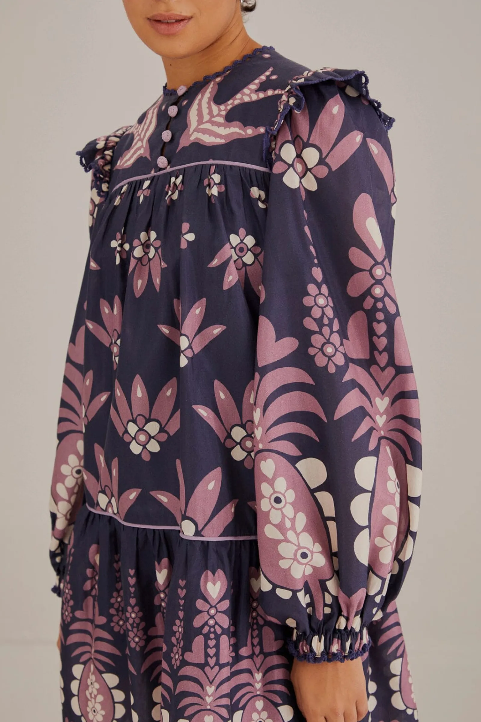 DARK BLUE AINIKA MARTINA LONG SLEEVE MINI DRESS