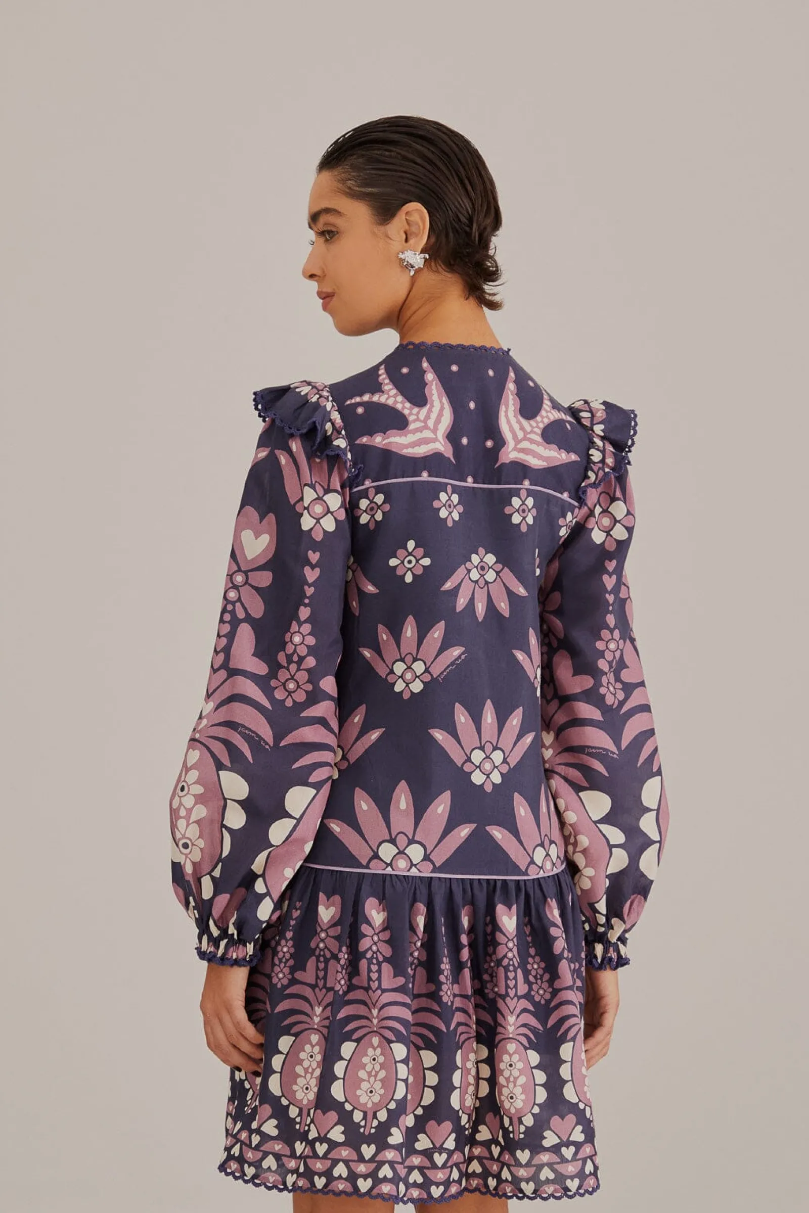 DARK BLUE AINIKA MARTINA LONG SLEEVE MINI DRESS