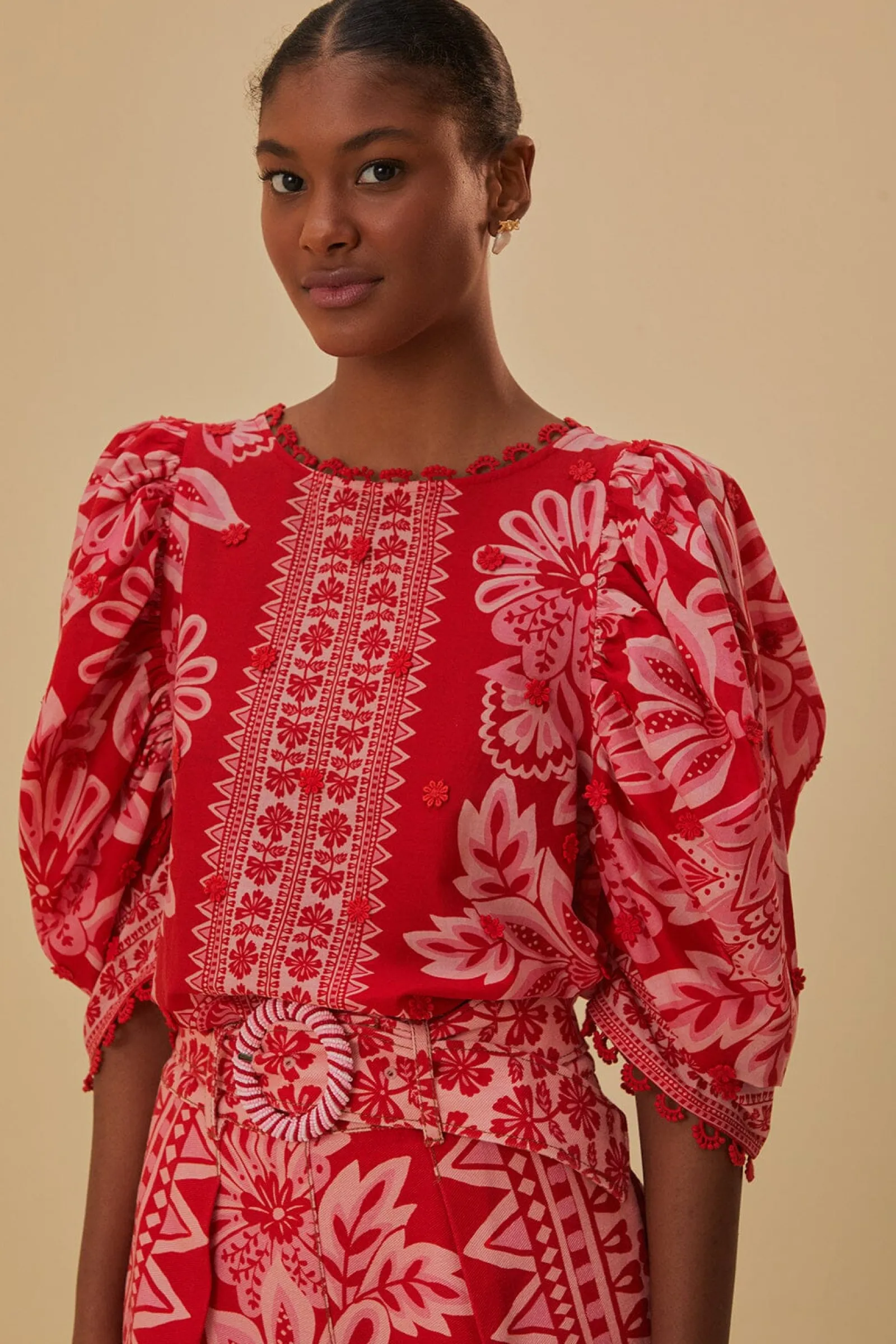  FLORA TAPESTRY RED BLOUSE