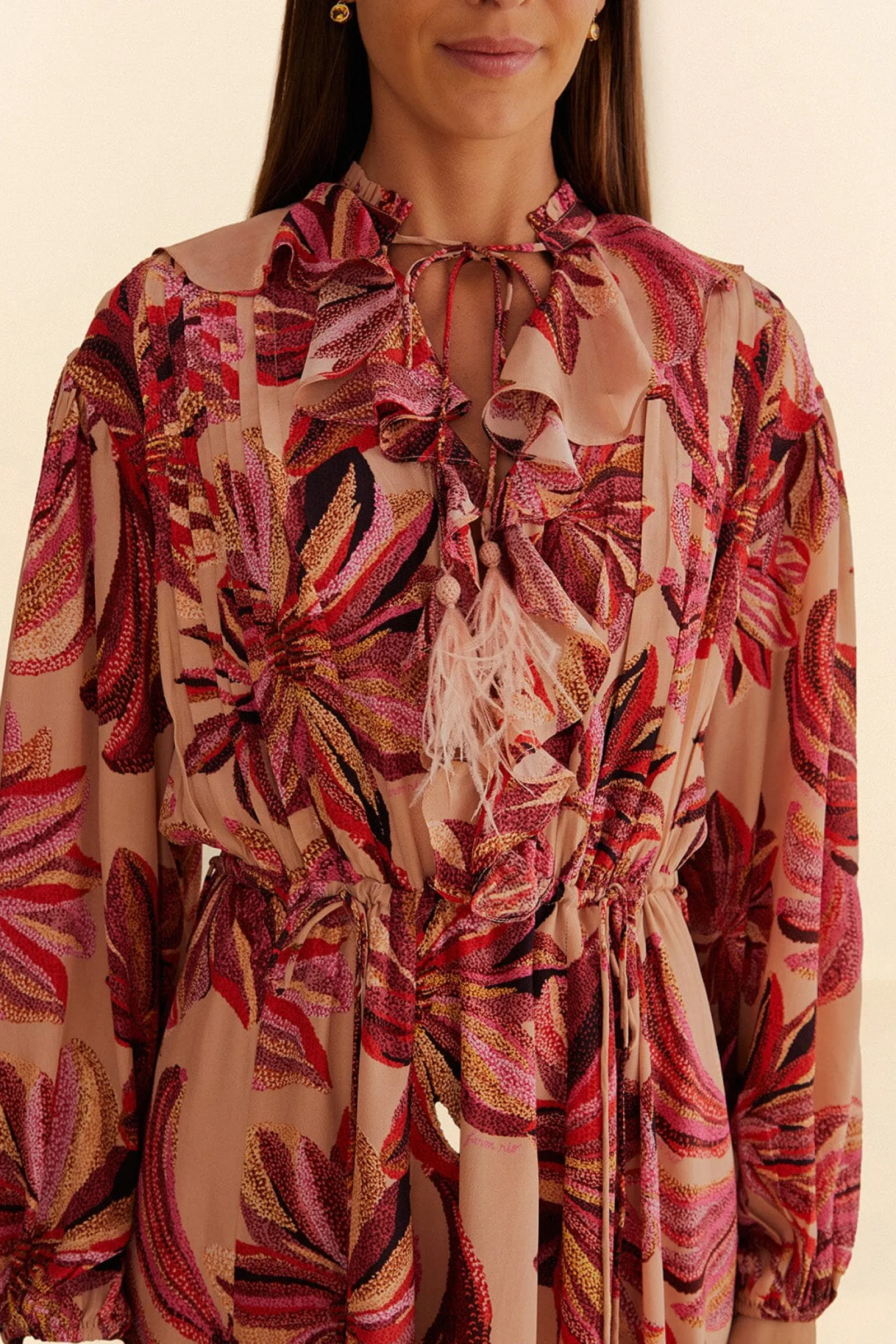 FLORAL TAPESTRY V NECK MAXI DRESS