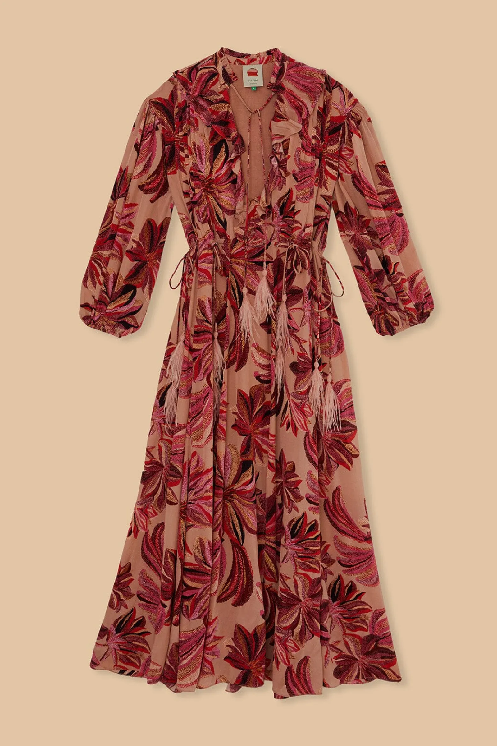 FLORAL TAPESTRY V NECK MAXI DRESS