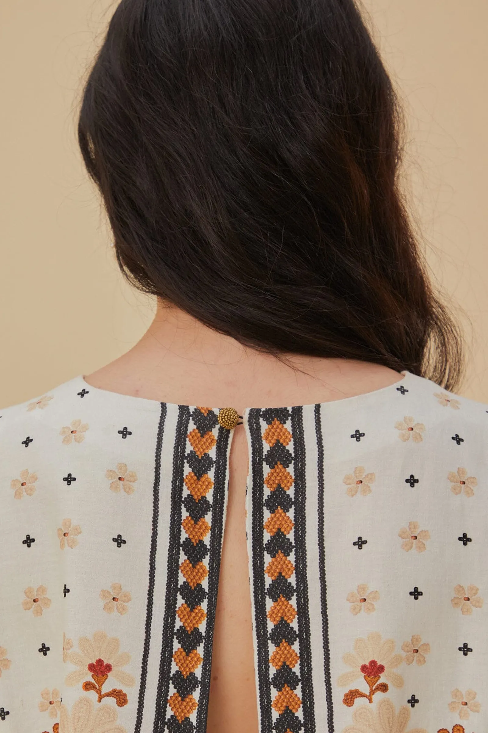 FLOWER FAN TAPESTRY OFF-WHITE CROPPED