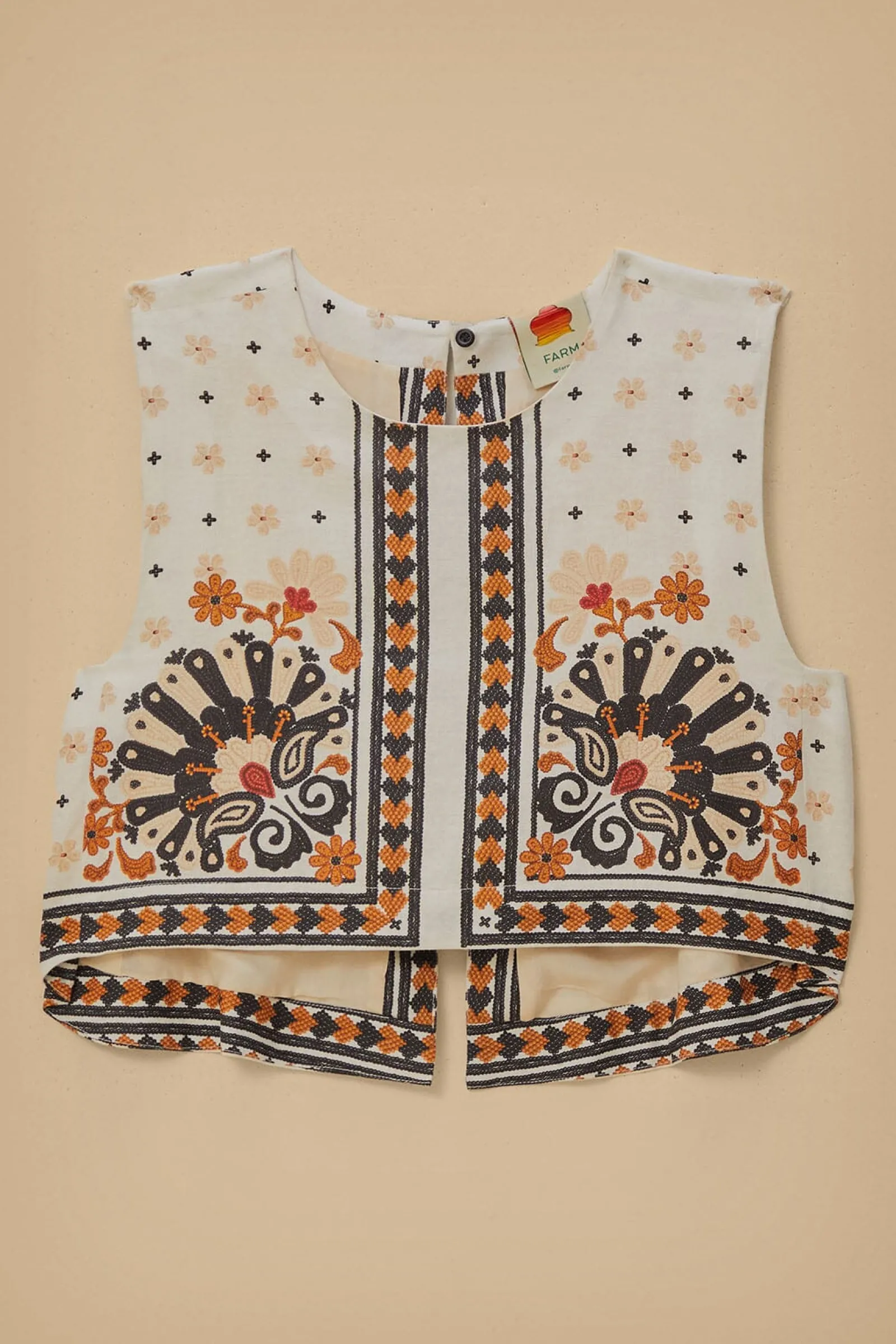 FLOWER FAN TAPESTRY OFF-WHITE CROPPED