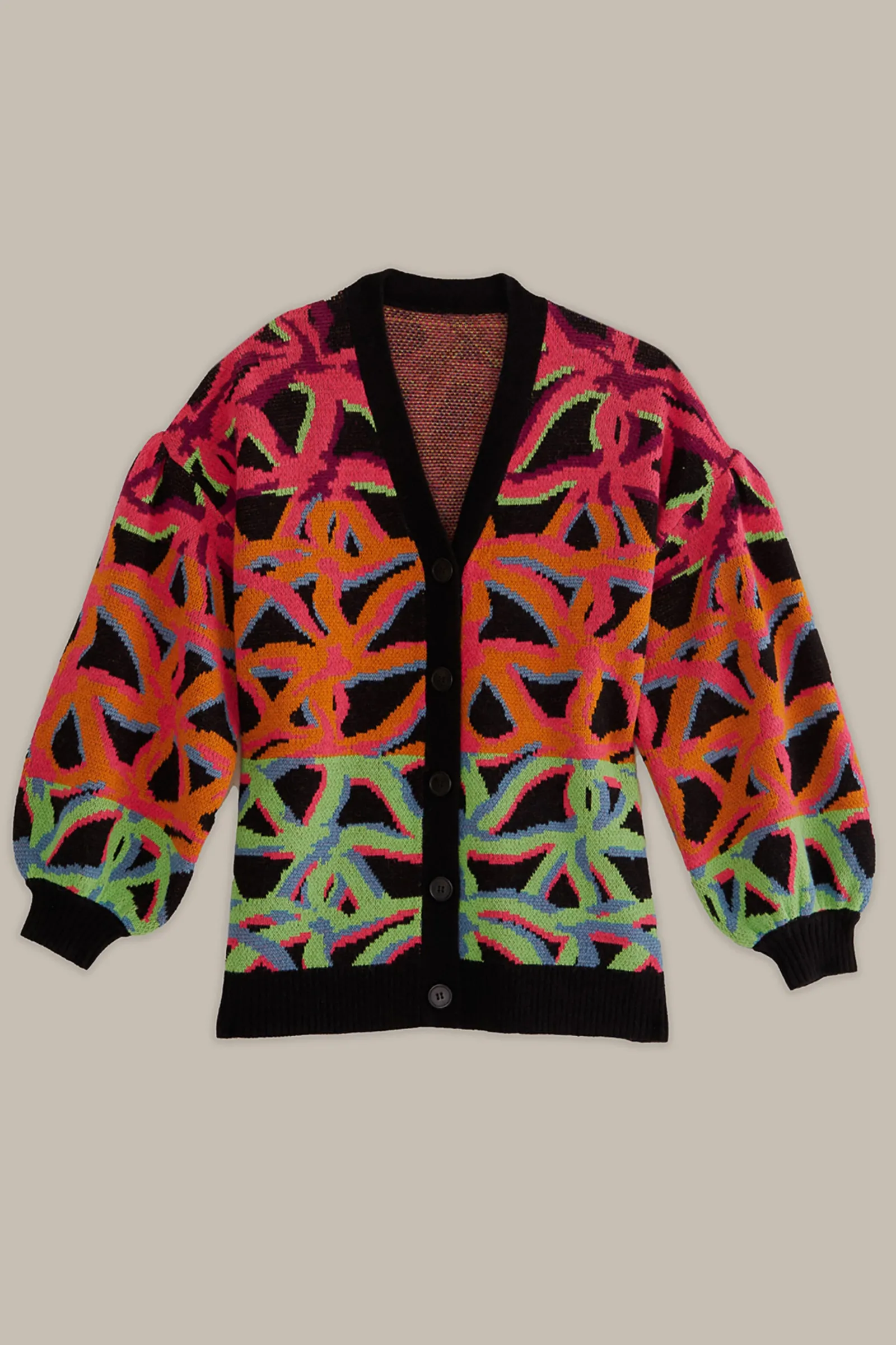 GARDEN PLAID KNIT CARDIGAN