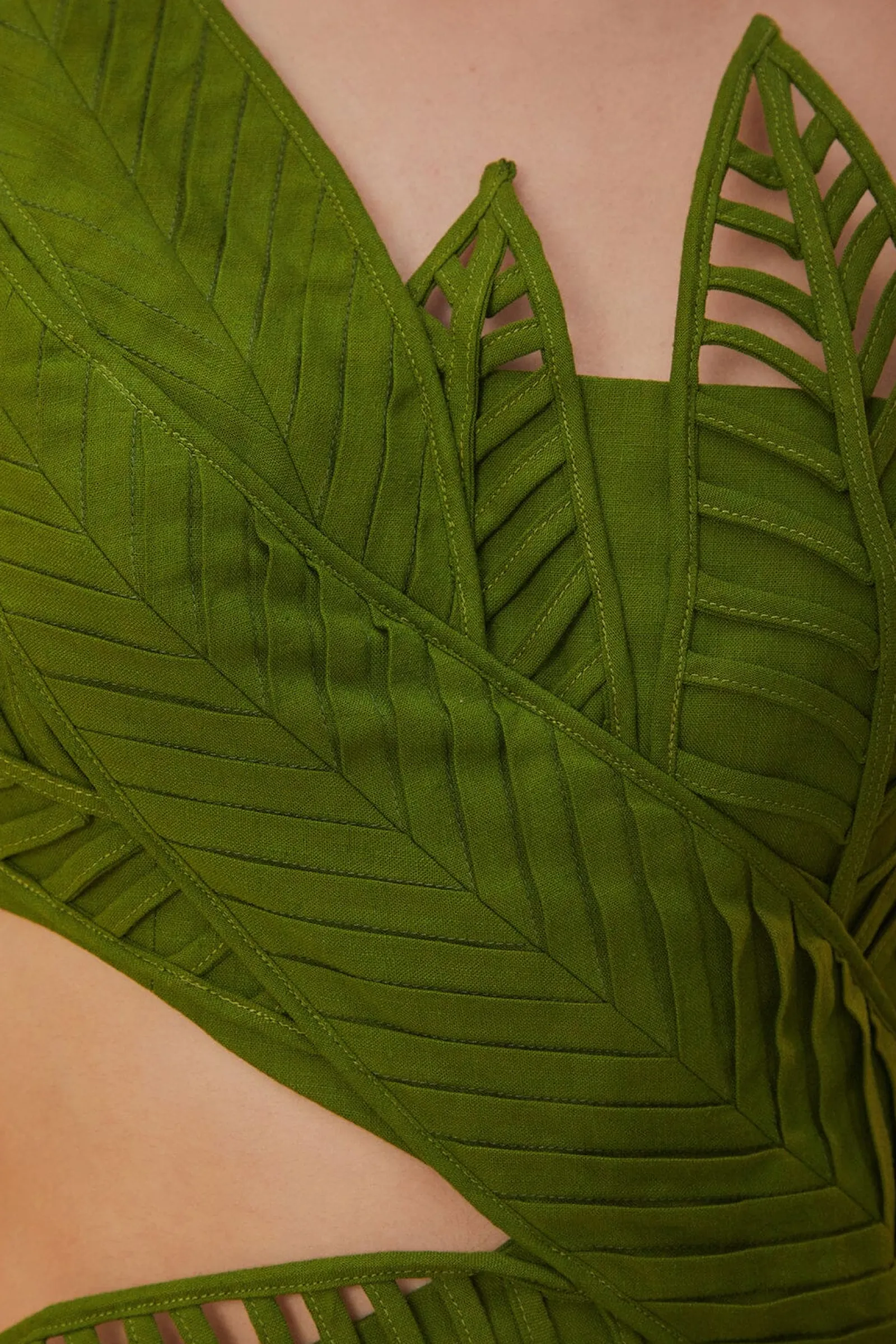 GREEN LEAVES CUT OUT MIDI DRESS