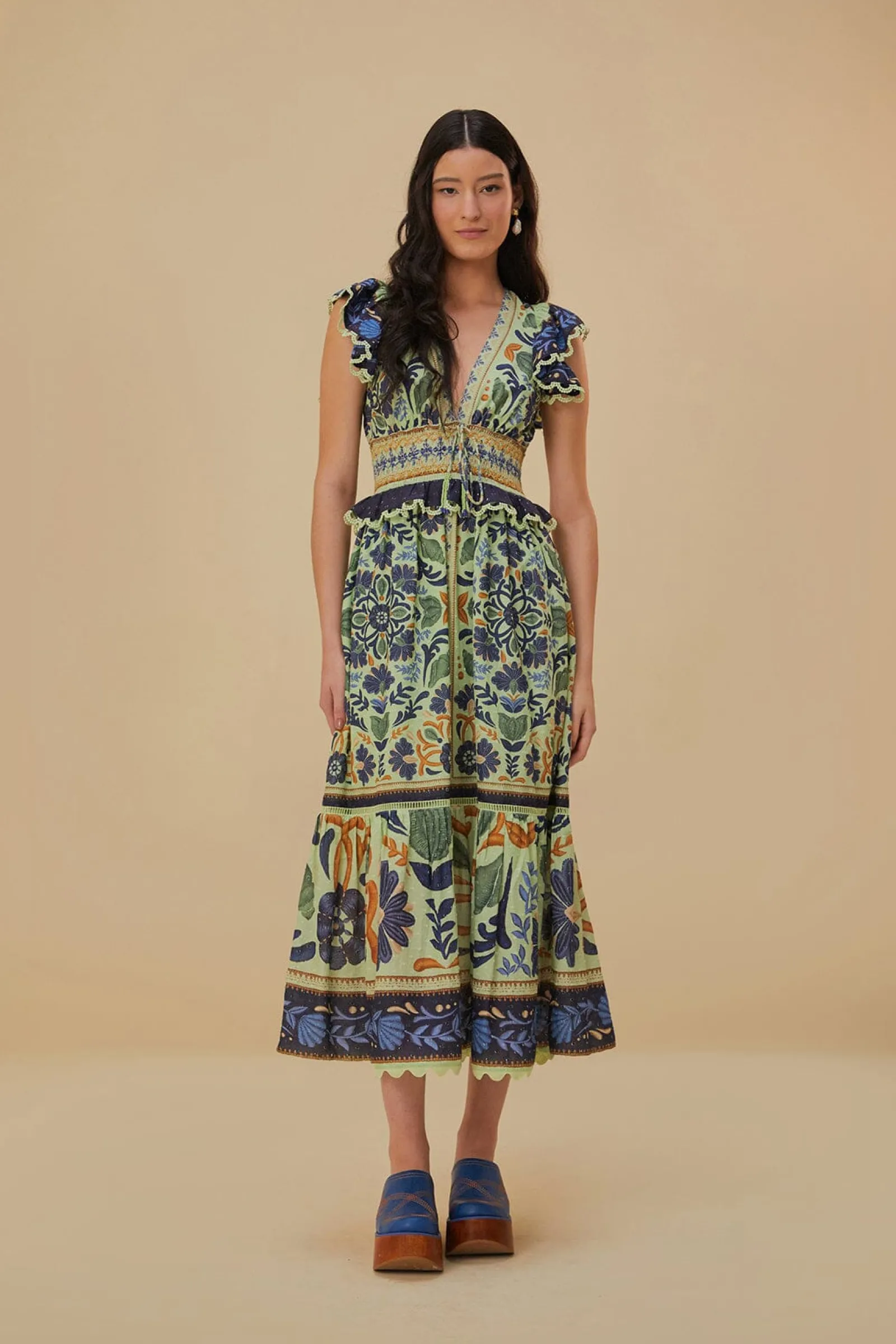  GREEN OCEAN TAPESTRY MAXI DRESS
