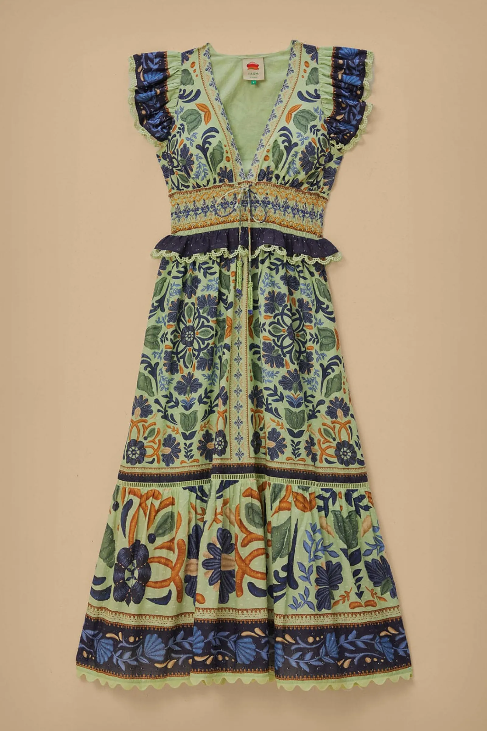 GREEN OCEAN TAPESTRY MAXI DRESS