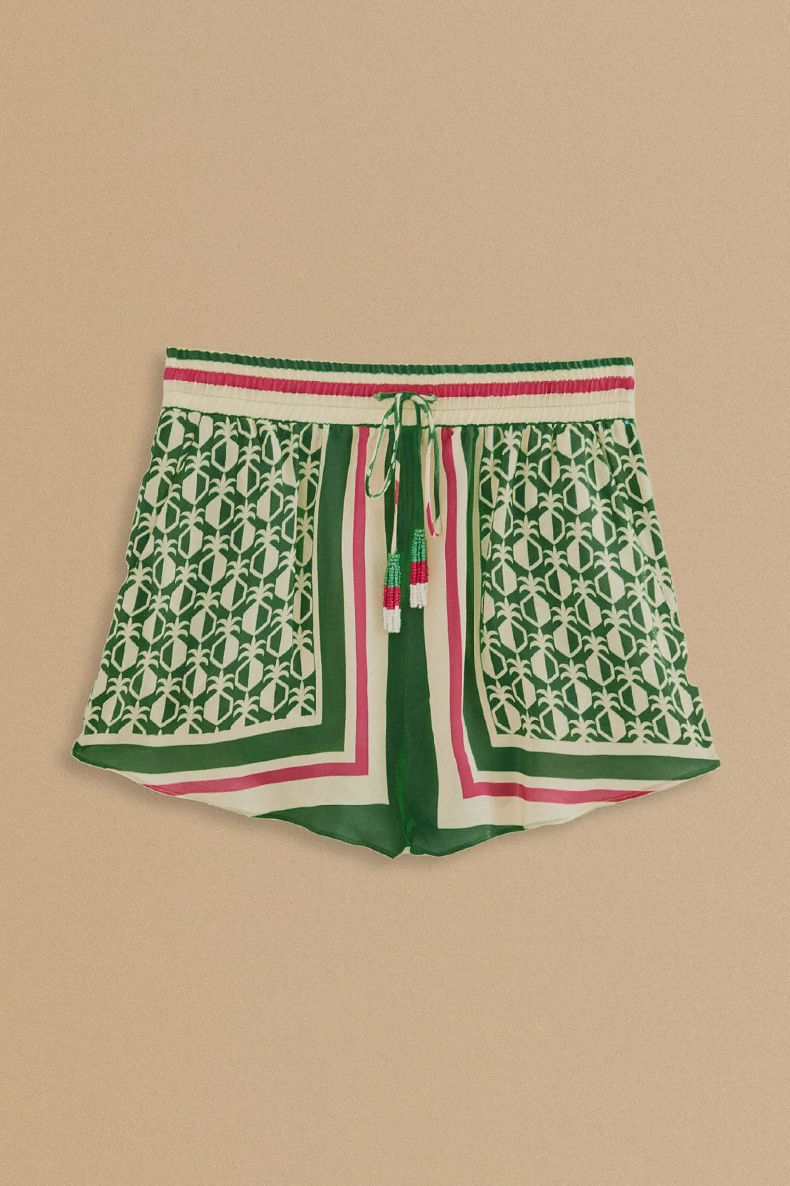 GREEN PINEAPPLE SCARF SHORTS