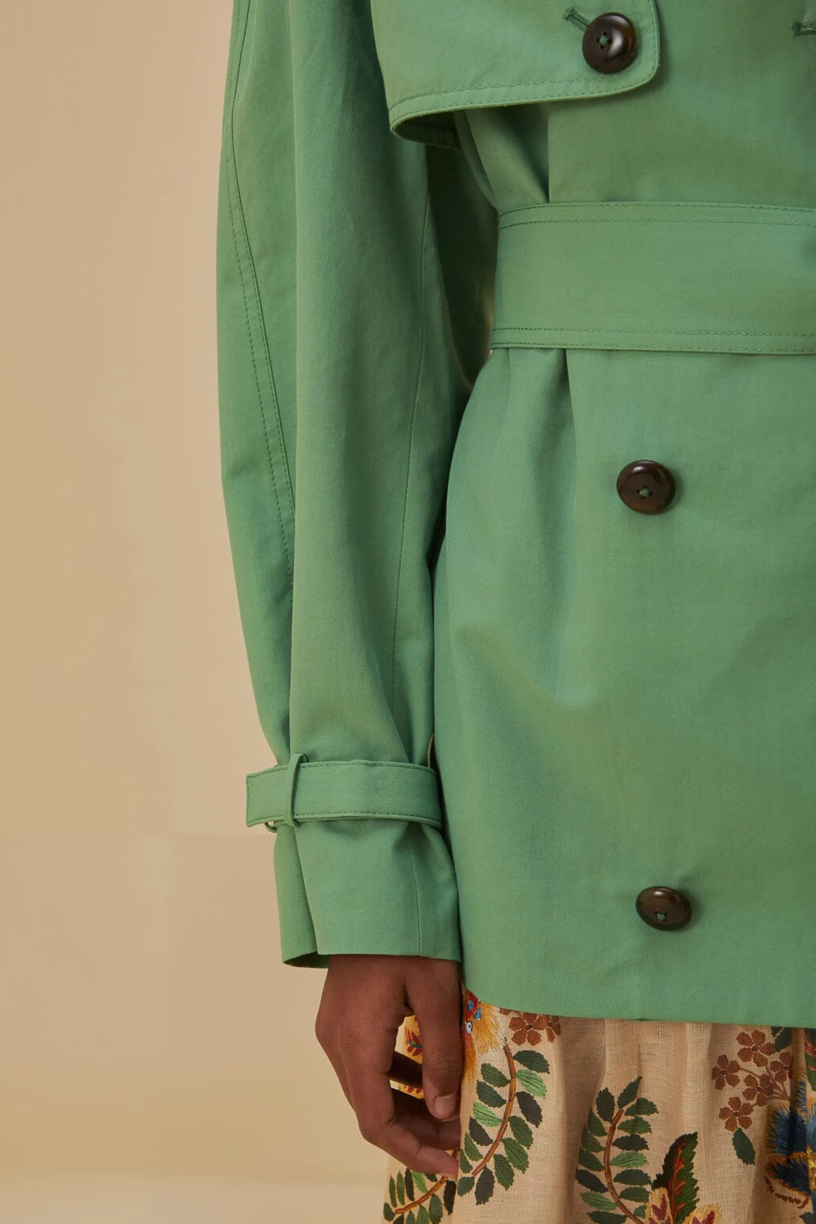 GREEN SHORT TRENCH COAT