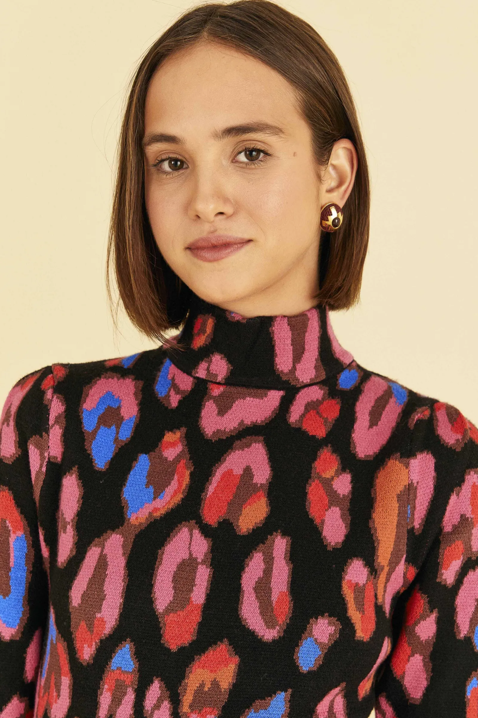 IRIDESCENT LEOPARDS KNIT MINI DRESS