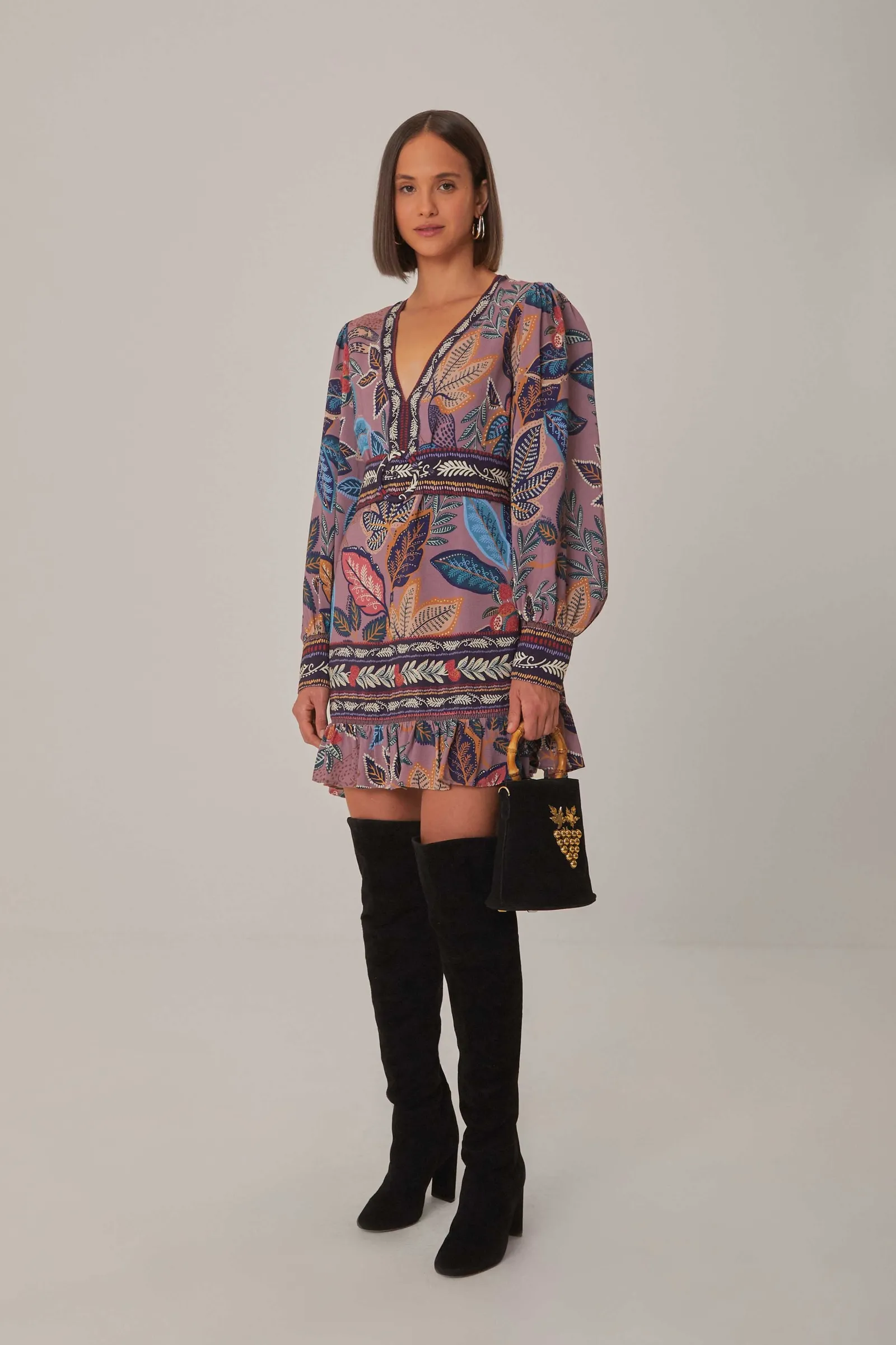 LAVENDER WILD NIGHT LONG SLEEVE MINI DRESS