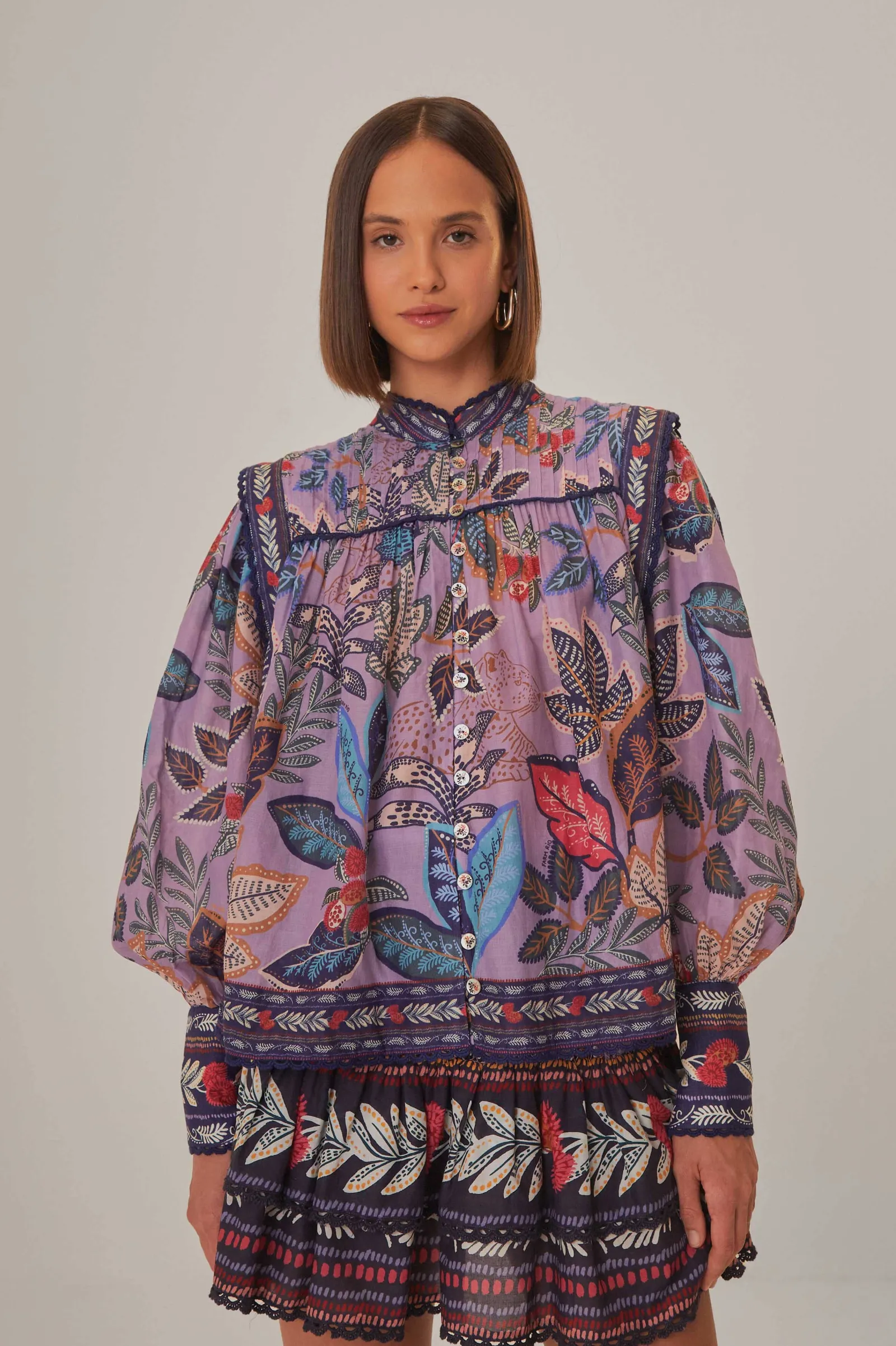  LAVENDER WILD NIGHT LONG SLEEVE BLOUSE