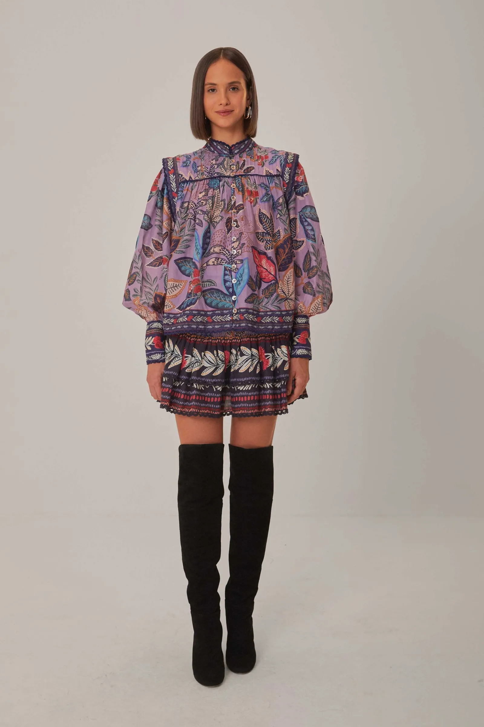 LAVENDER WILD NIGHT LONG SLEEVE BLOUSE