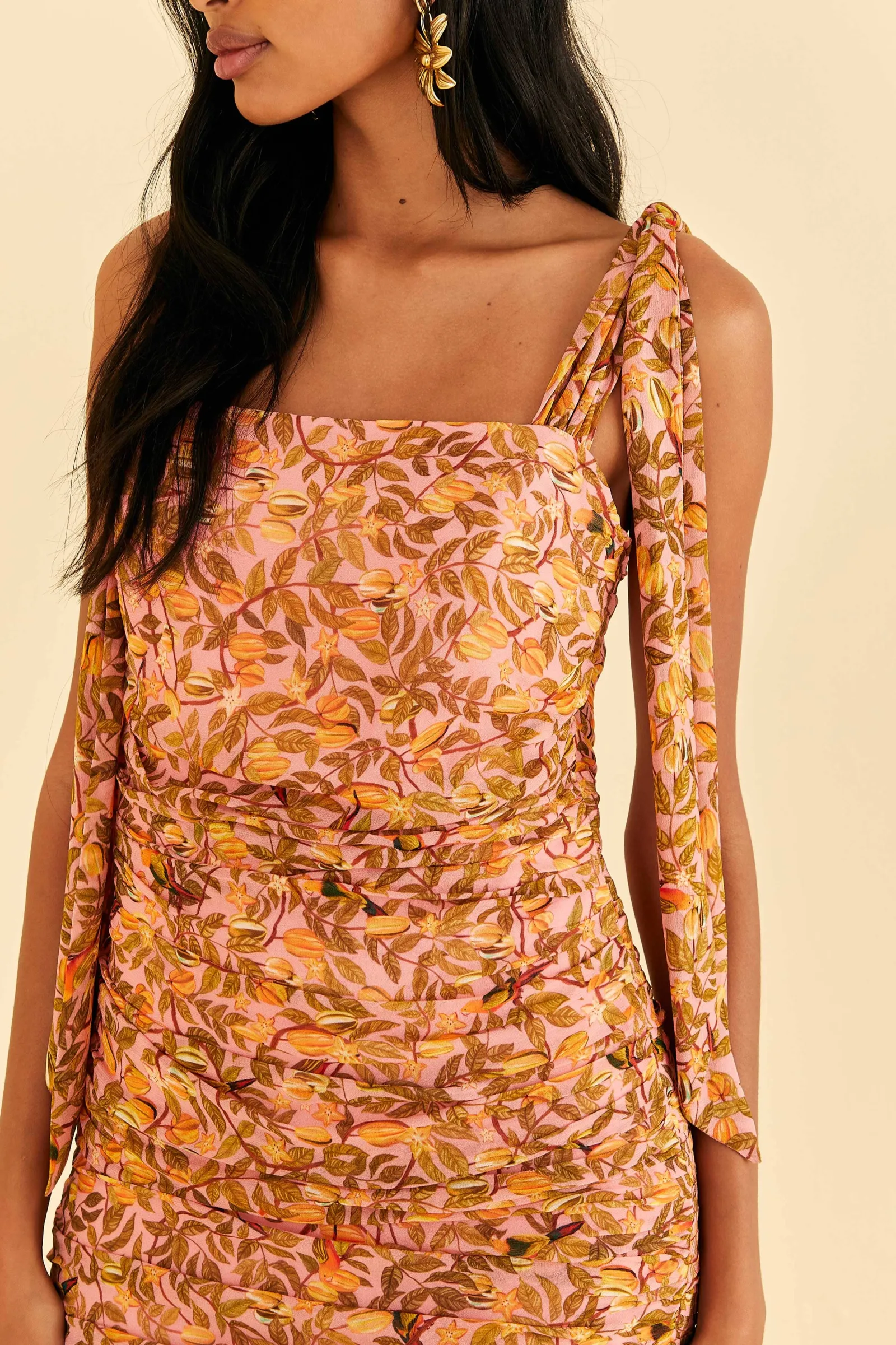 LIGHT PINK STAR FRUIT MIDI DRESS