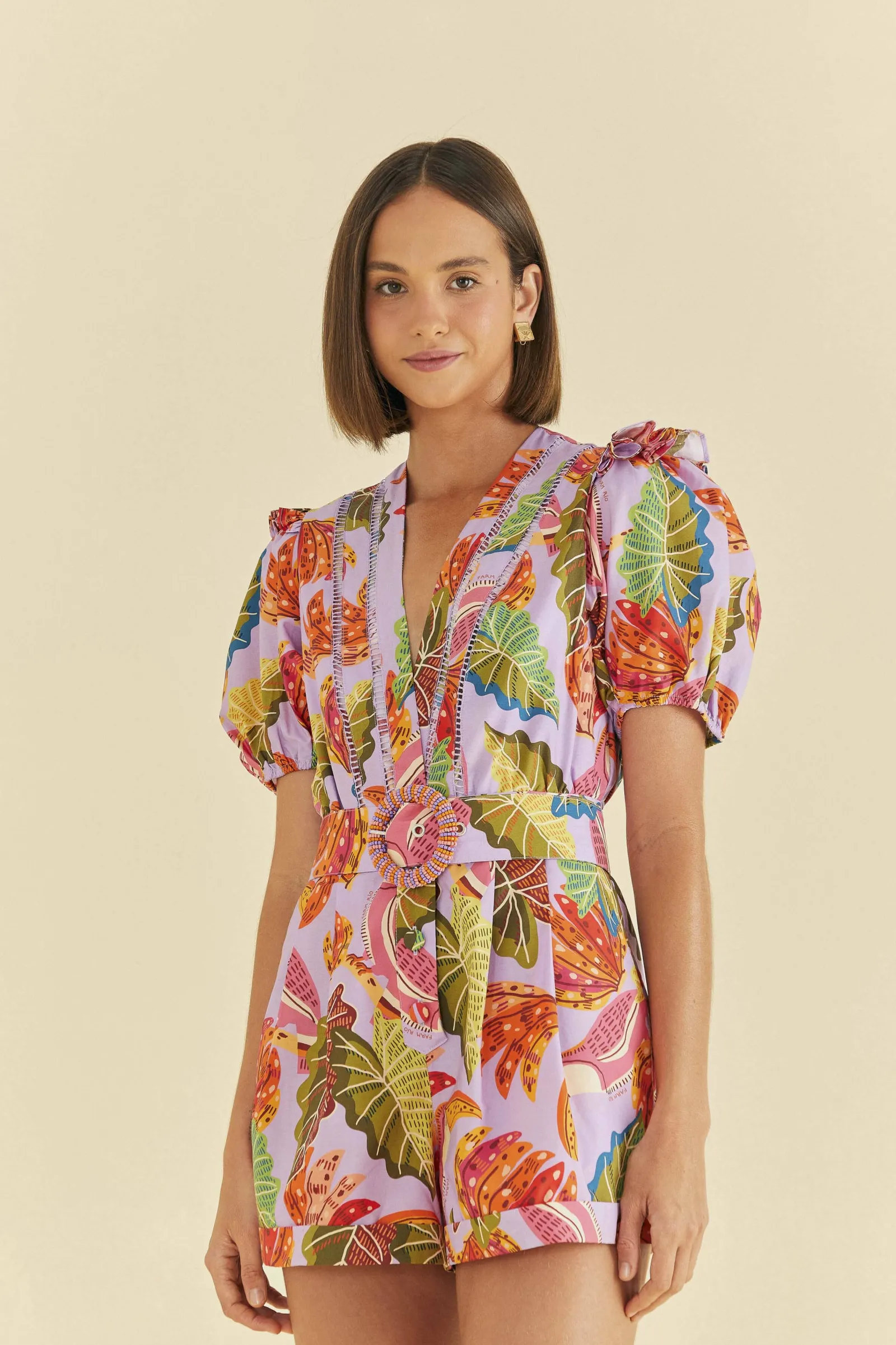  LILAC BEAKS &AMP; BANANAS V NECK ROMPER