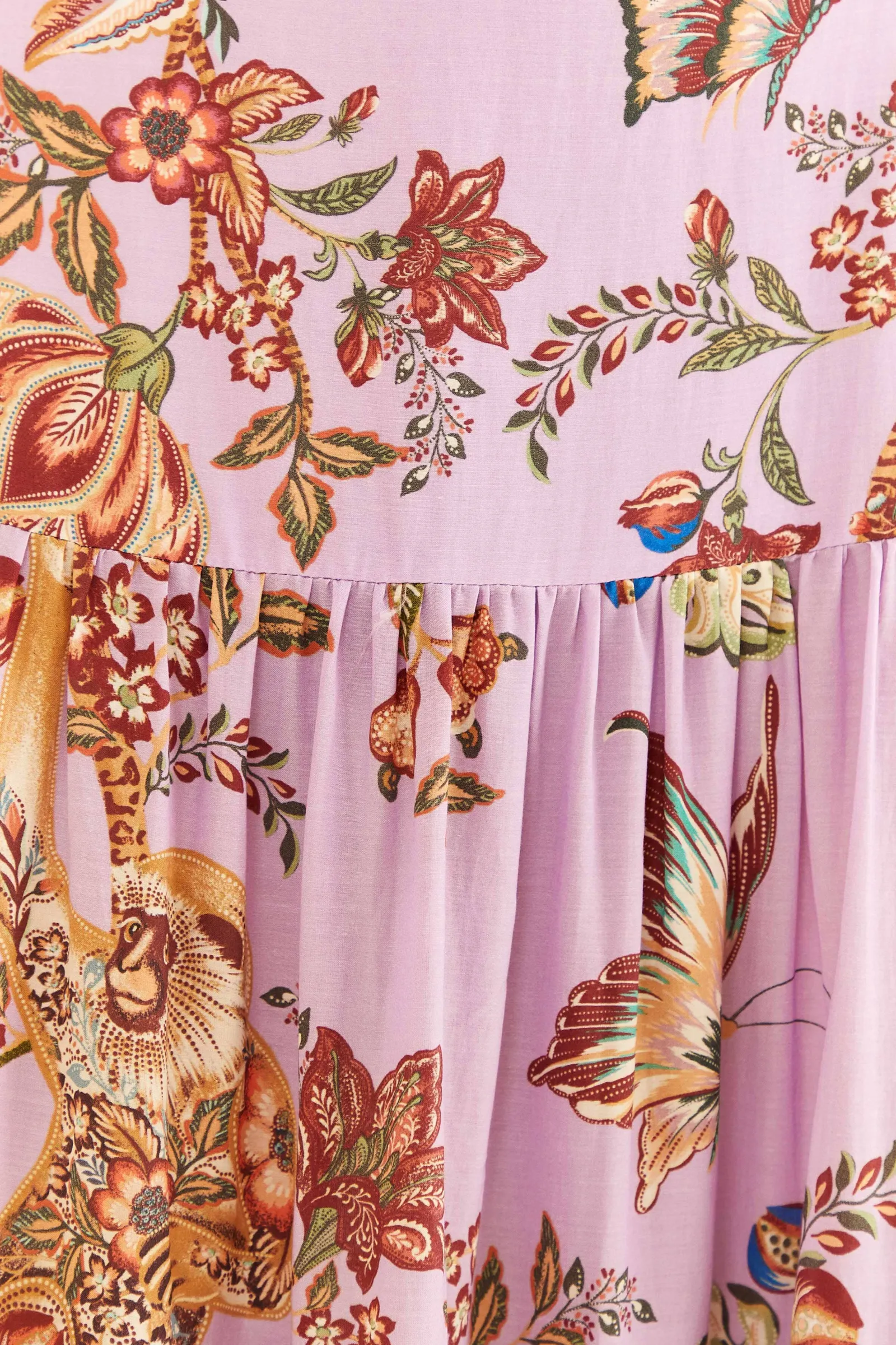 LILAC FLORAL MONKEY SHORT SLEEVE MAXI DRESS