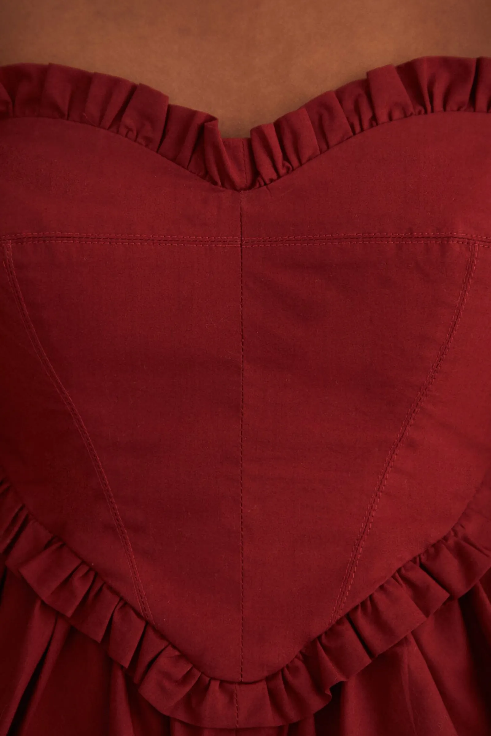 MARSALA HEART SHAPED PUFF SLEEVE BLOUSE