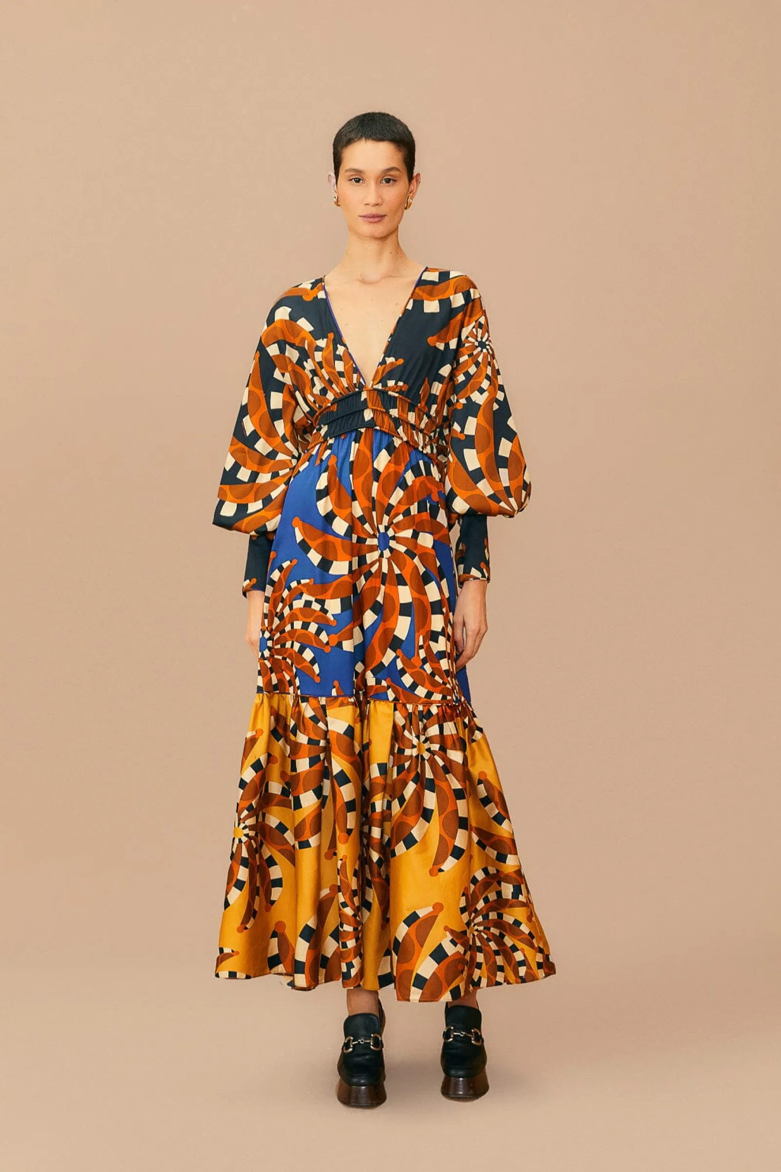  MIXED BANANADA LONG SLEEVE MAXI DRESS