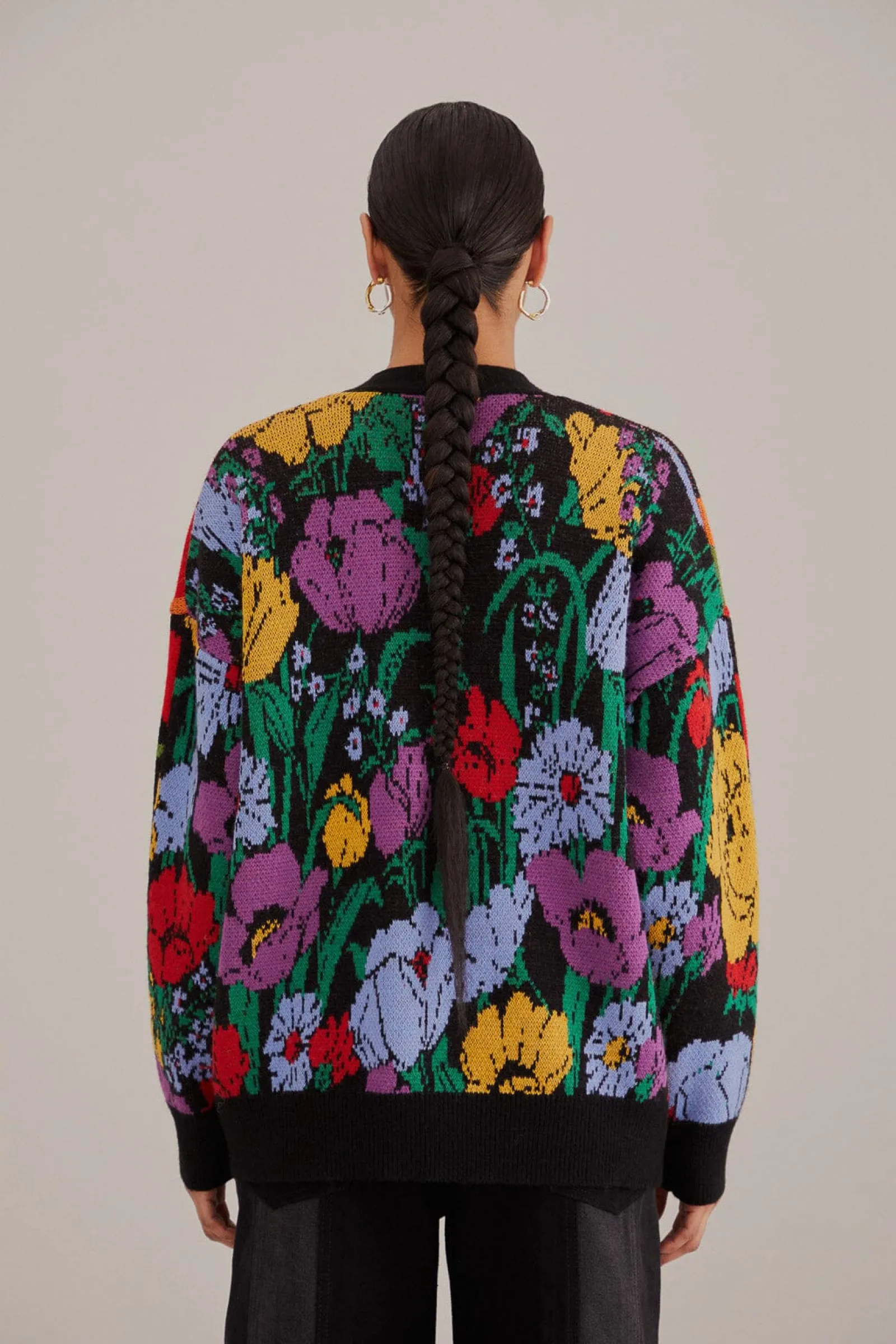 MIXED FLOWERS BANANAS KNIT CARDIGAN