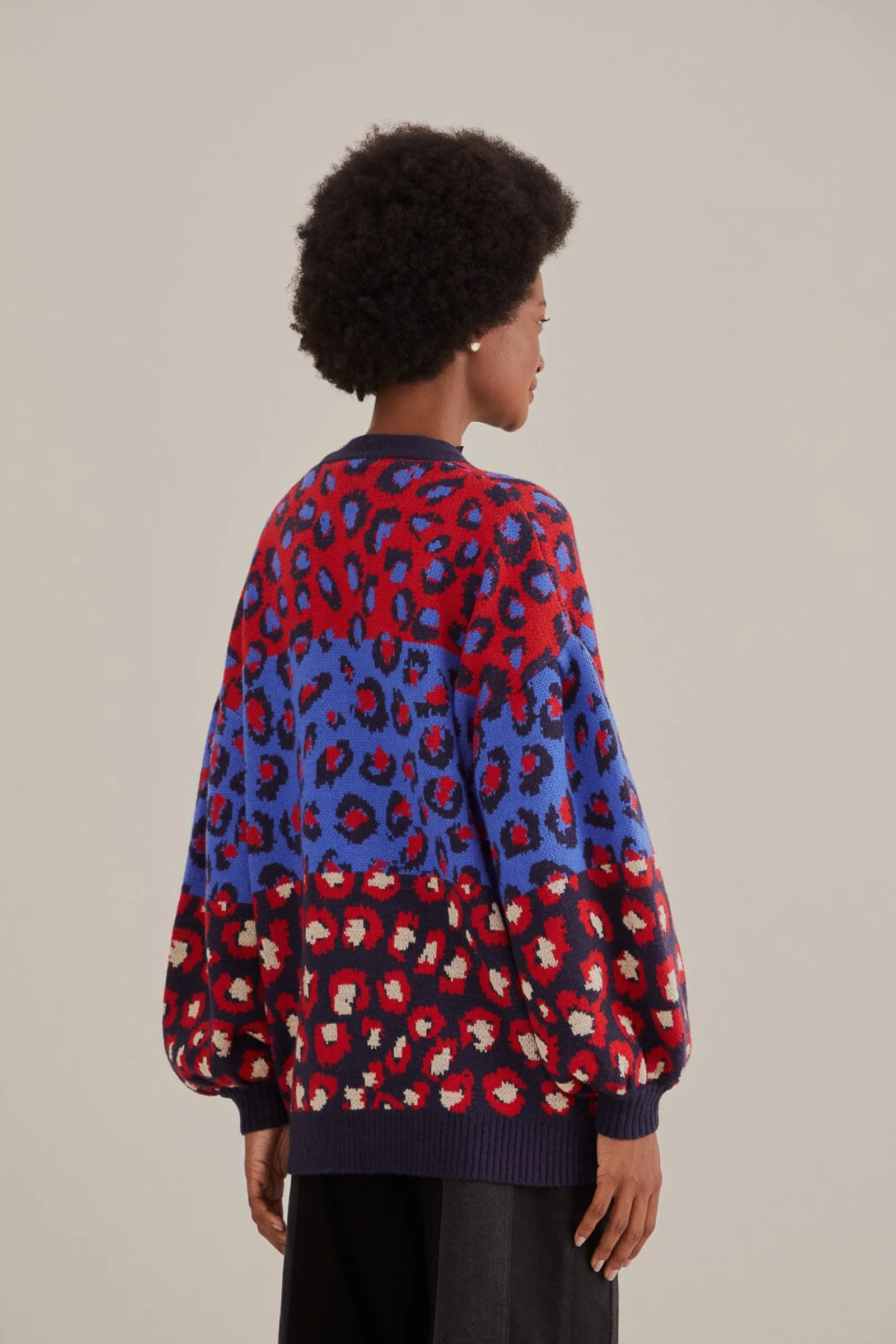 MIXED LEOPARDS KNIT CARDIGAN