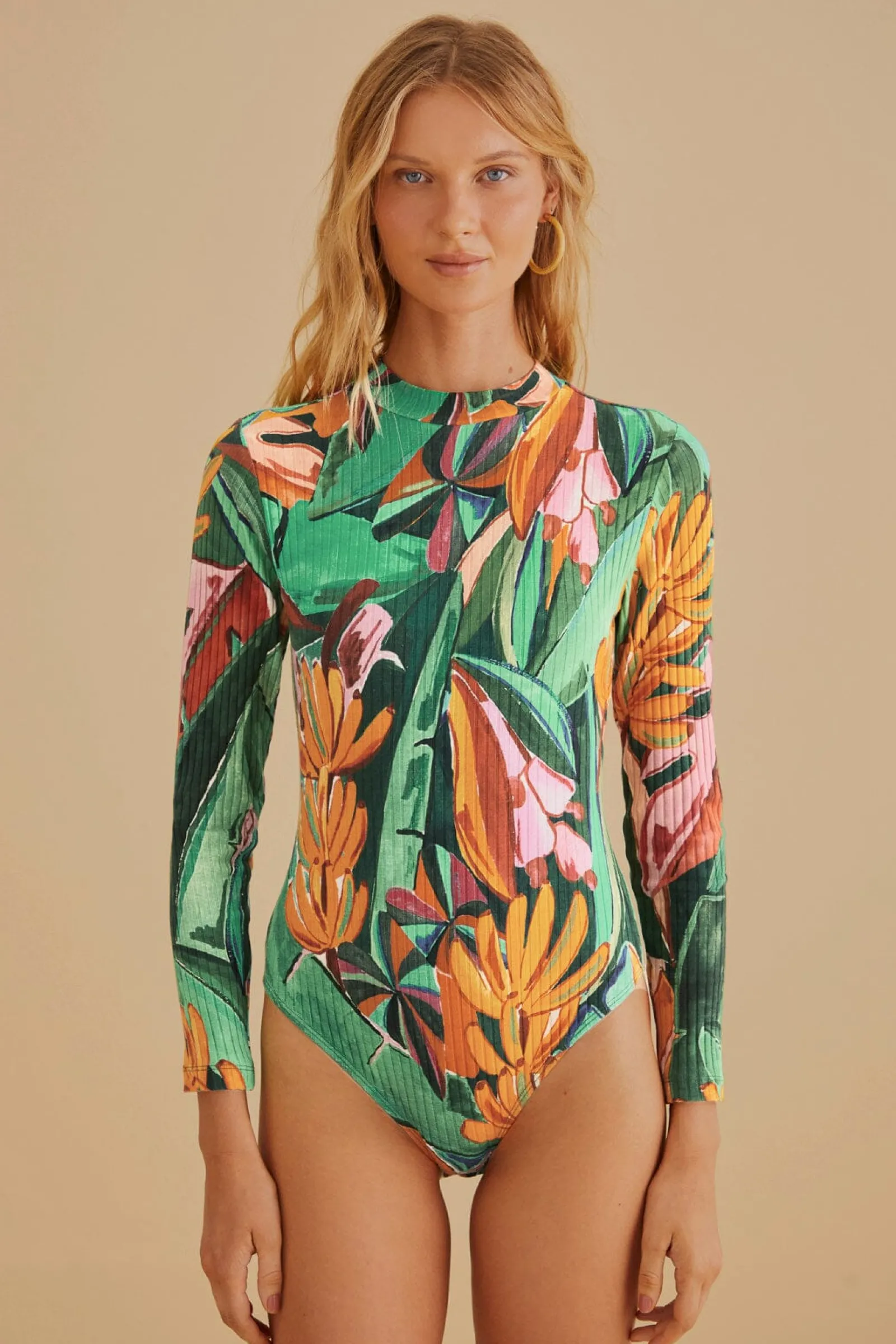 MULTICOLOR BANANA FOLIAGE ORGANIC COTTON BODYSUIT