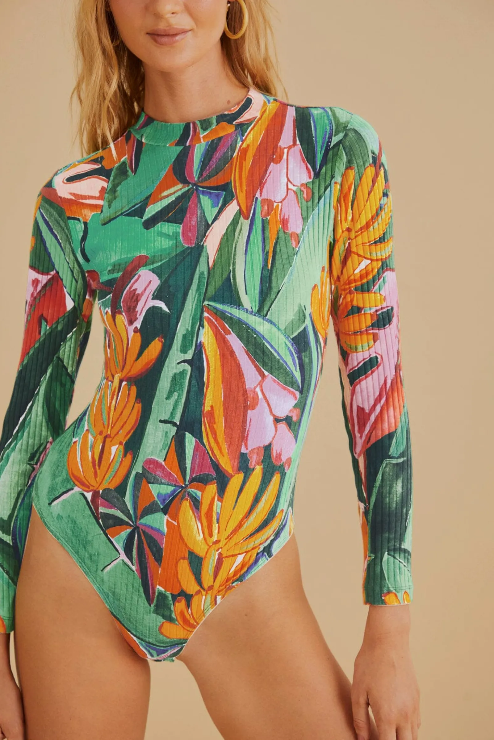 MULTICOLOR BANANA FOLIAGE ORGANIC COTTON BODYSUIT
