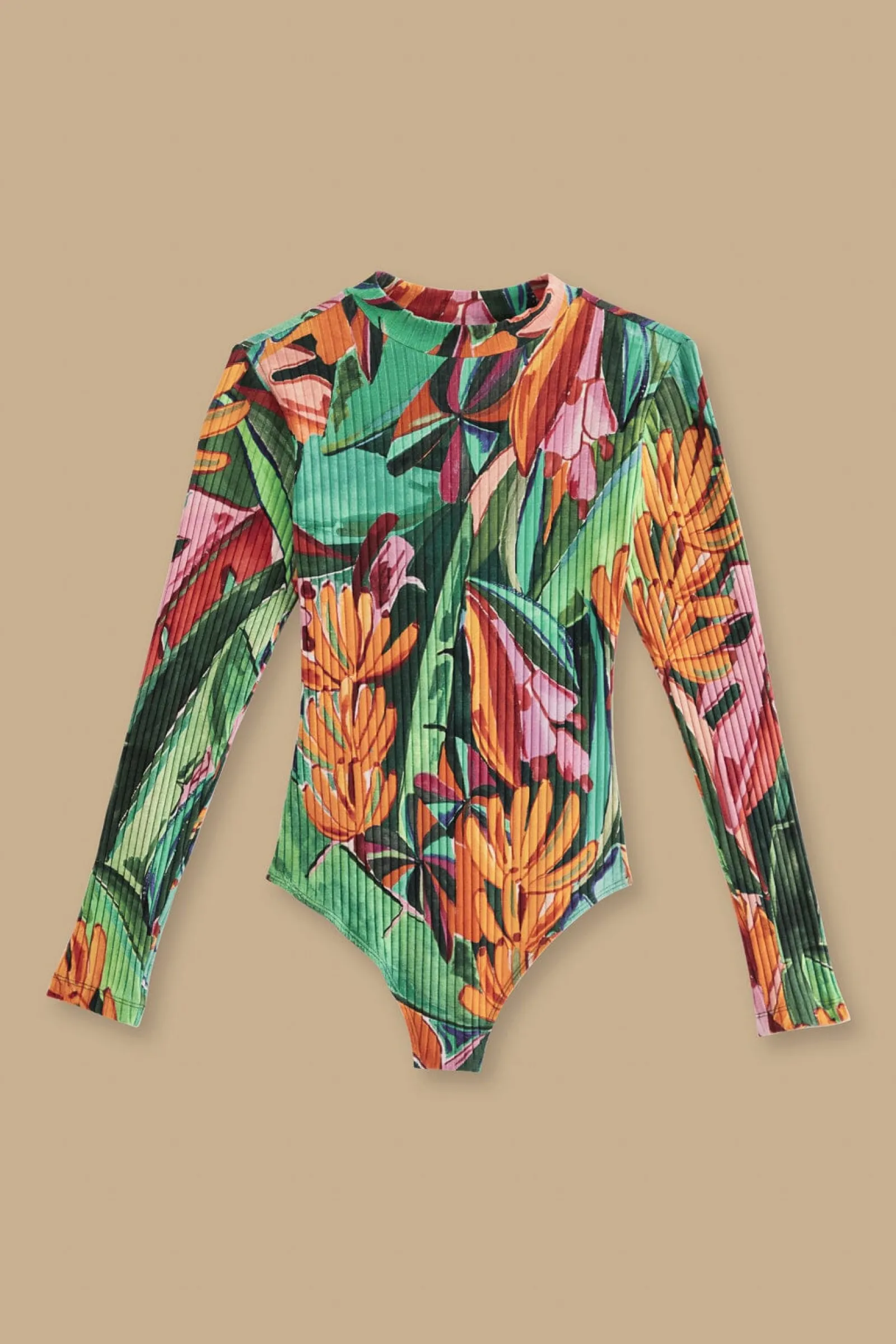 MULTICOLOR BANANA FOLIAGE ORGANIC COTTON BODYSUIT