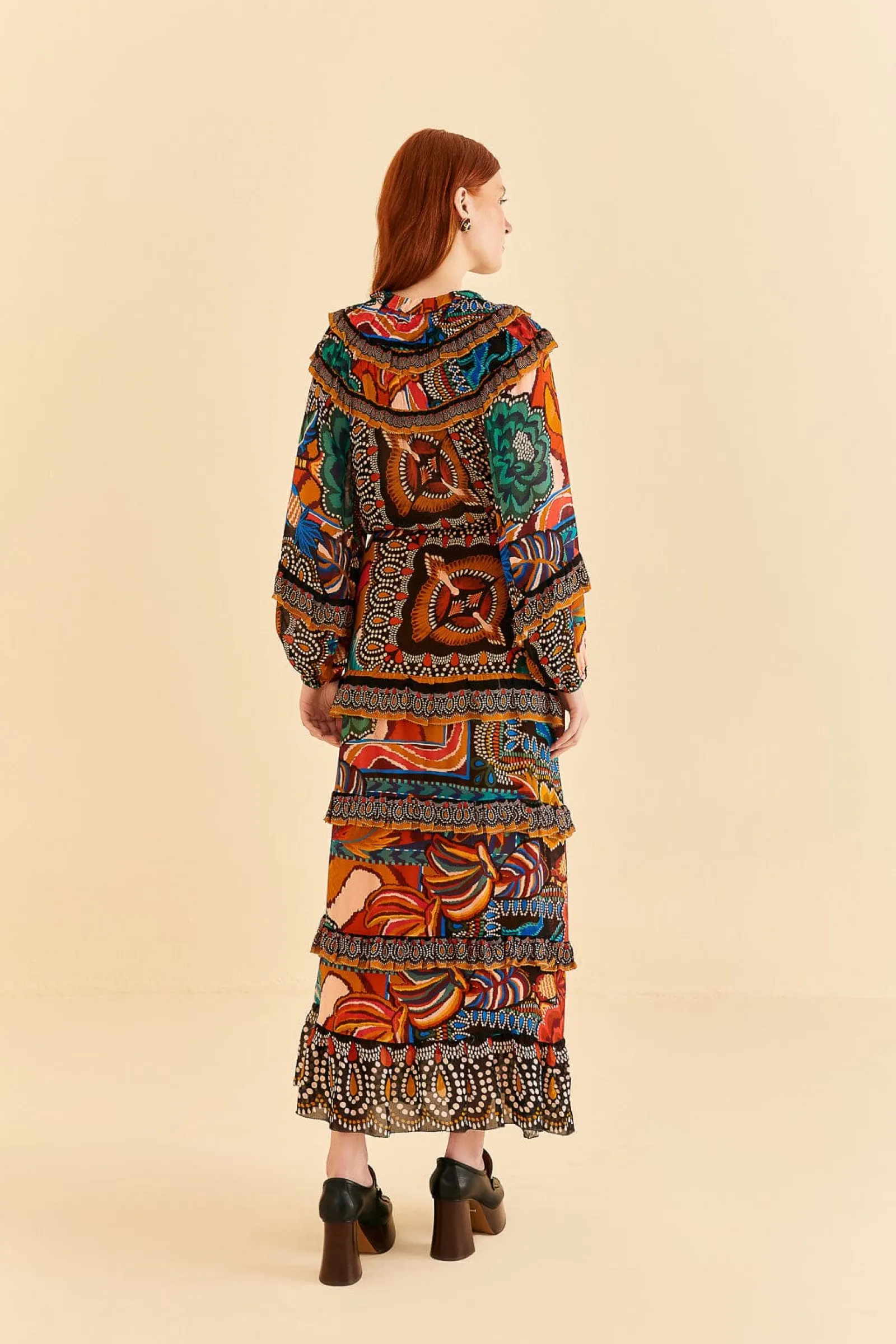 MULTICOLOR FALL MIX MAXI DRESS