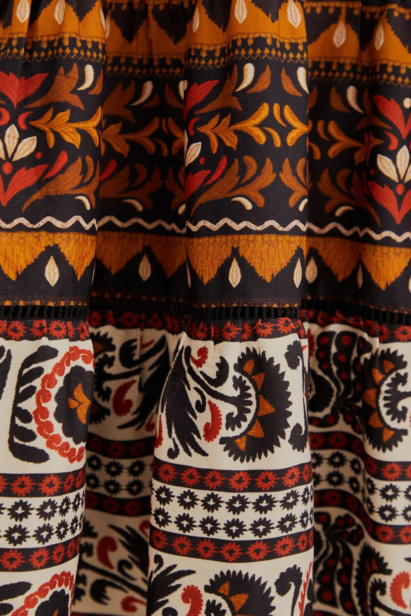 MULTICOLOR TAPESTRY GARDEN HIGH NECK MIDI DRESS