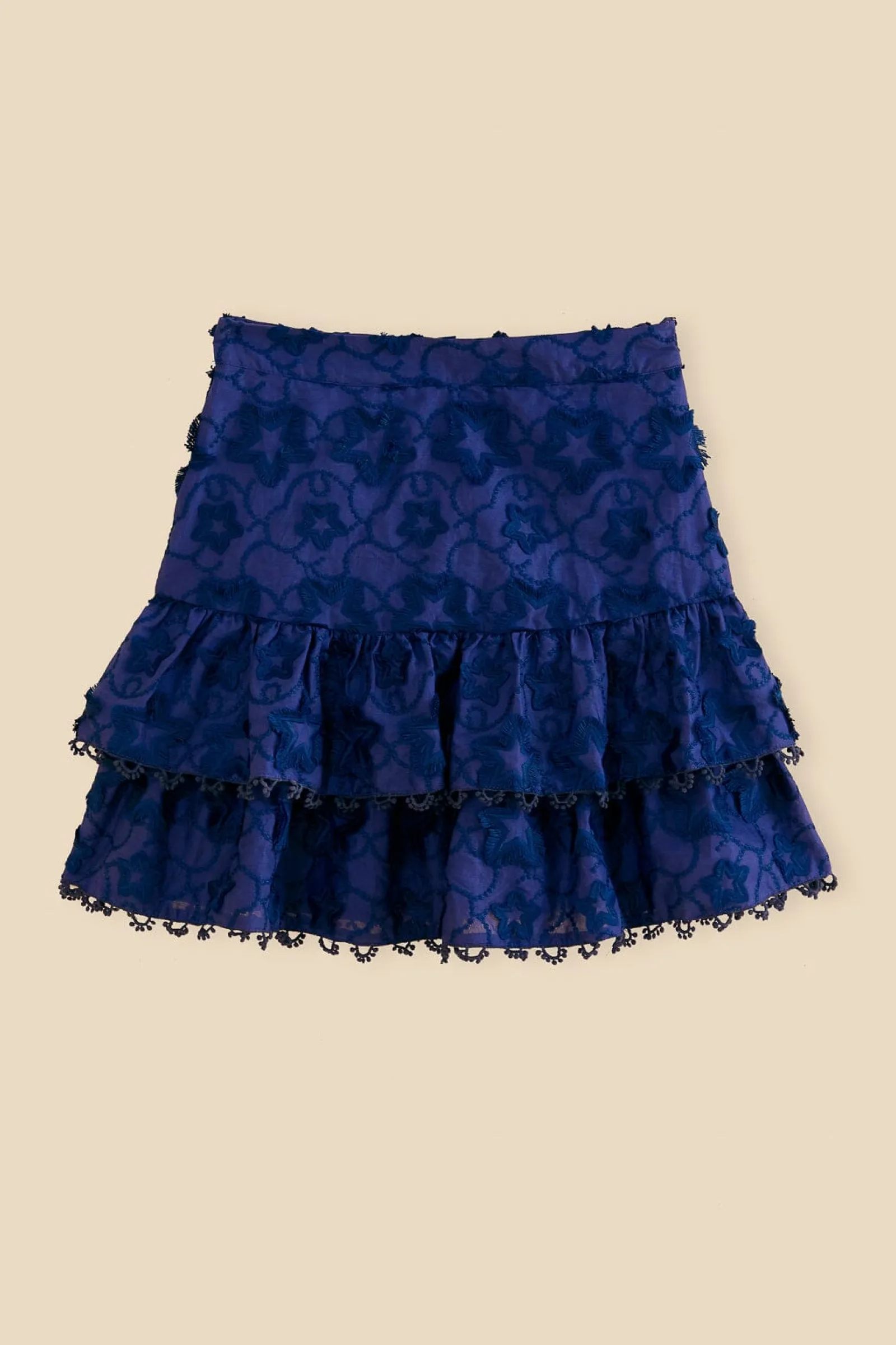 NAVY BLUE 3D STAR TEXTURE MINI SKIRT