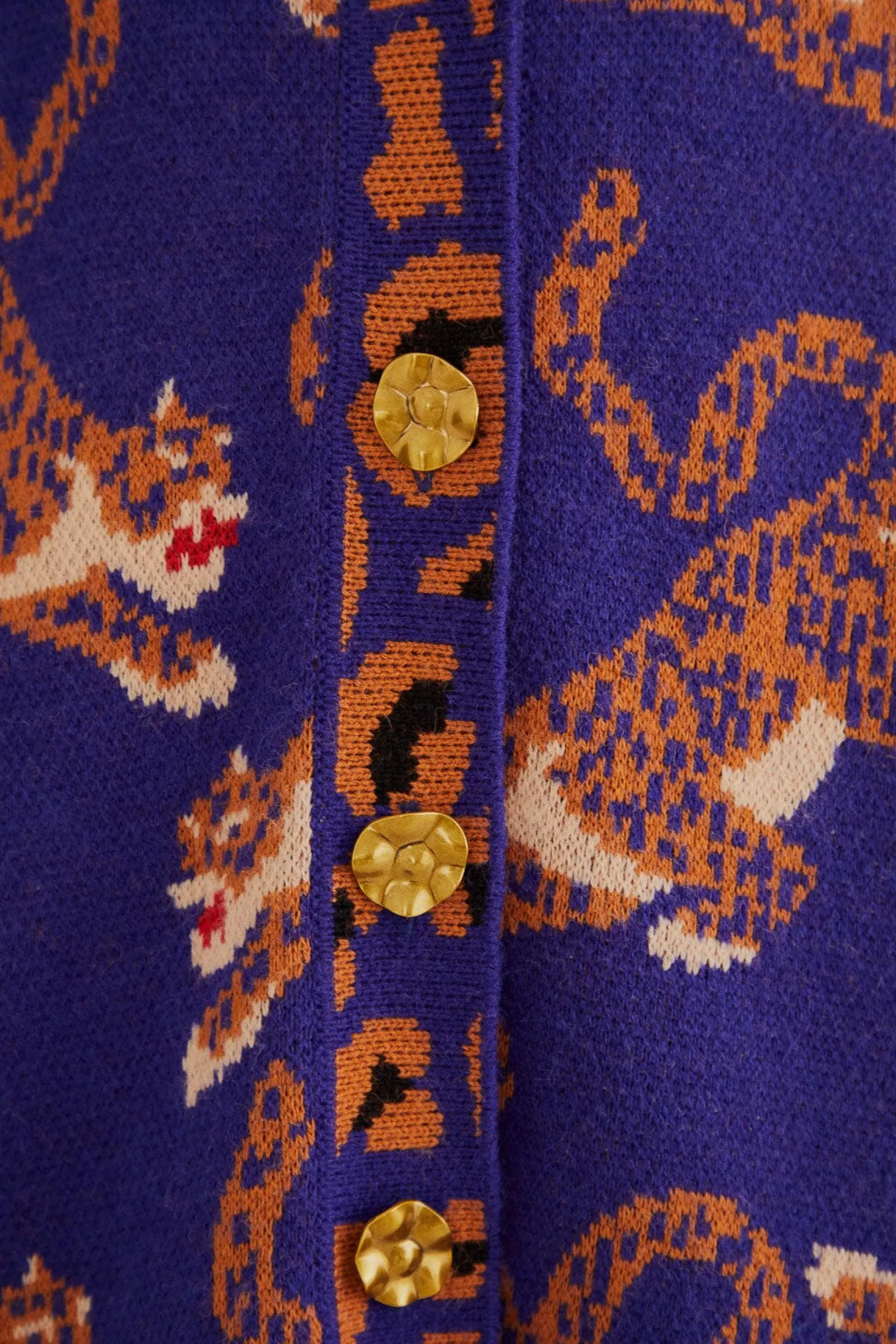 NAVY BLUE LEOPARDS KNIT CARDIGAN