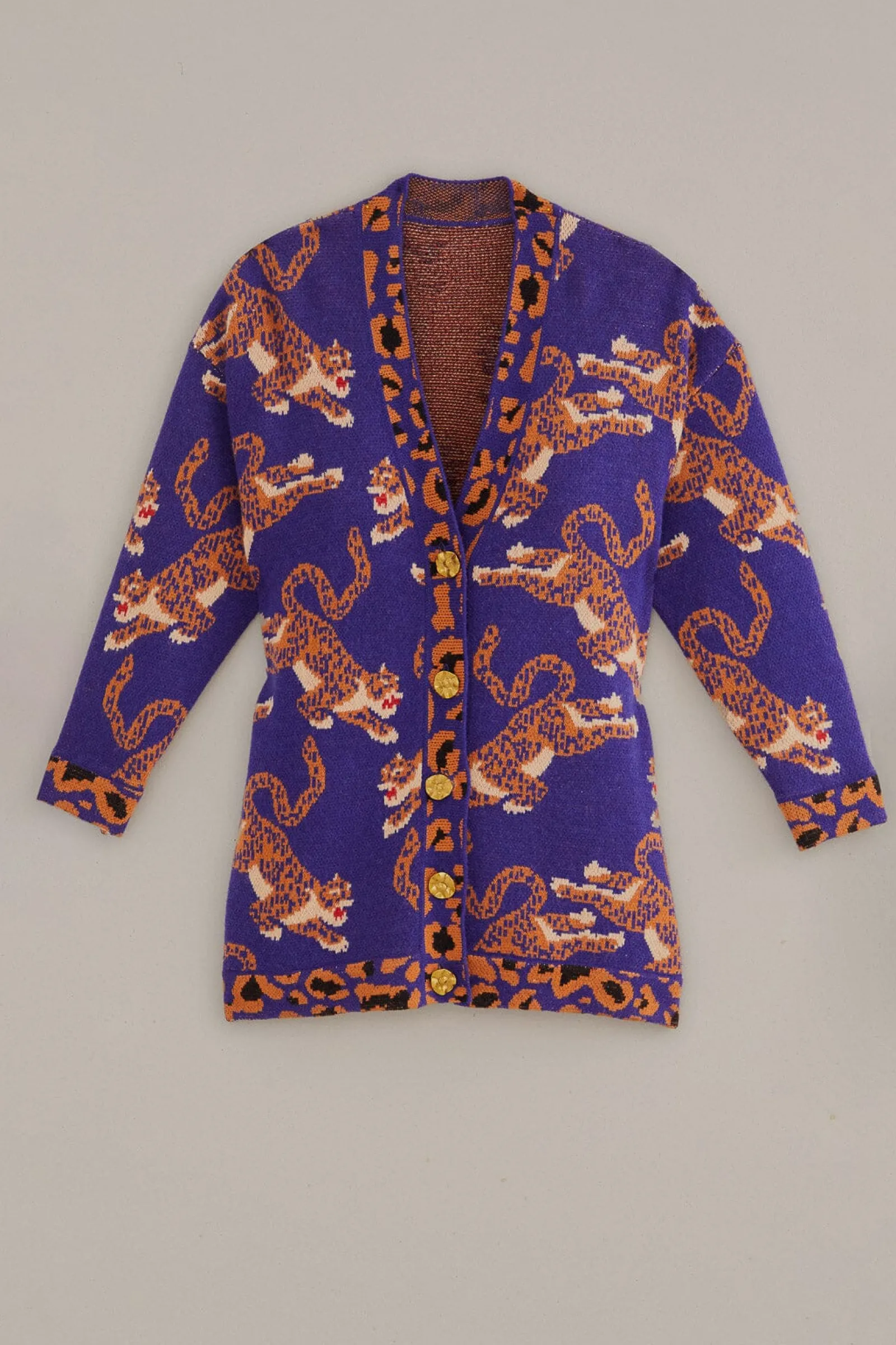 NAVY BLUE LEOPARDS KNIT CARDIGAN