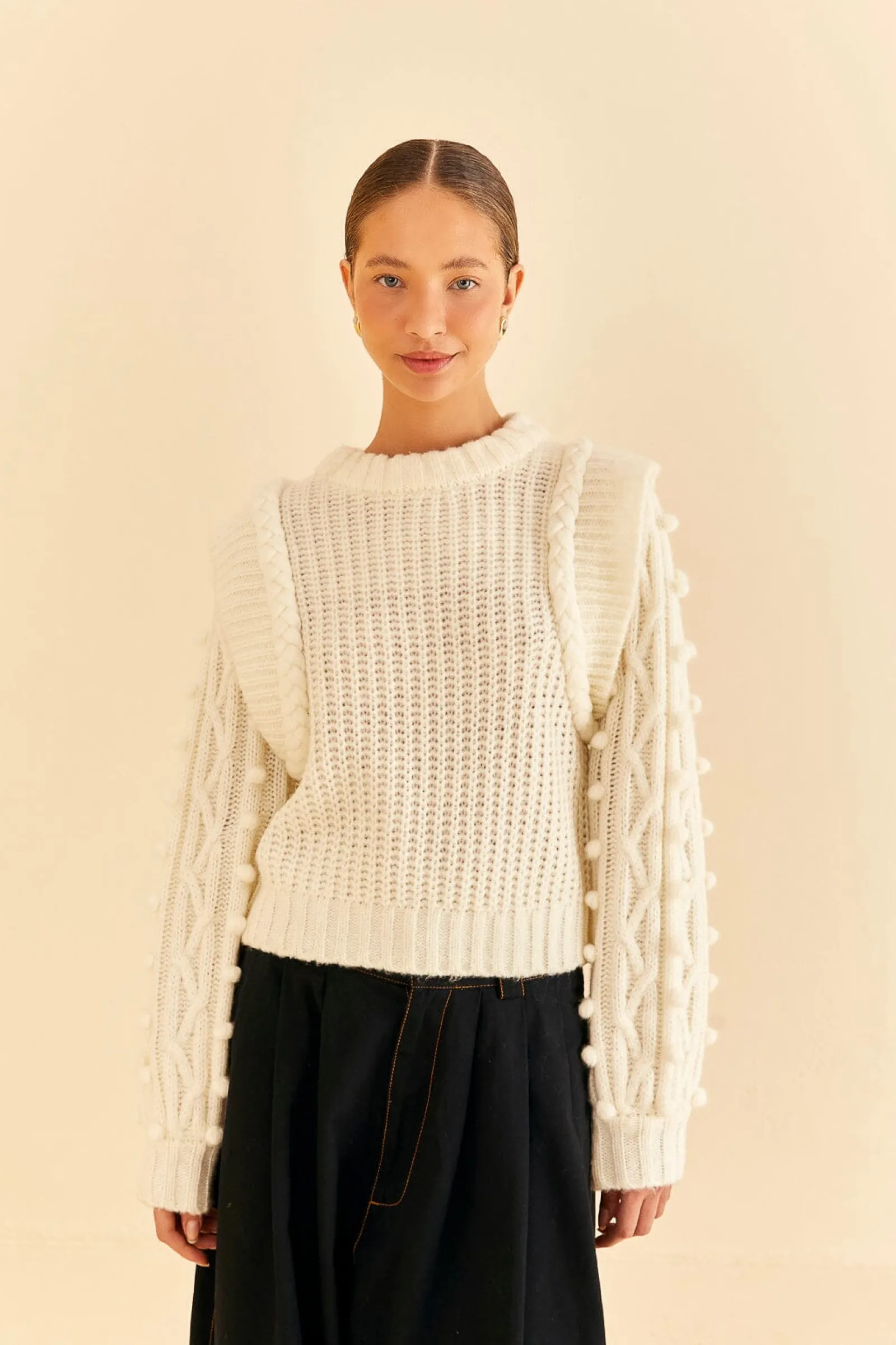 OFF-WHITE BRAIDED SWEATER