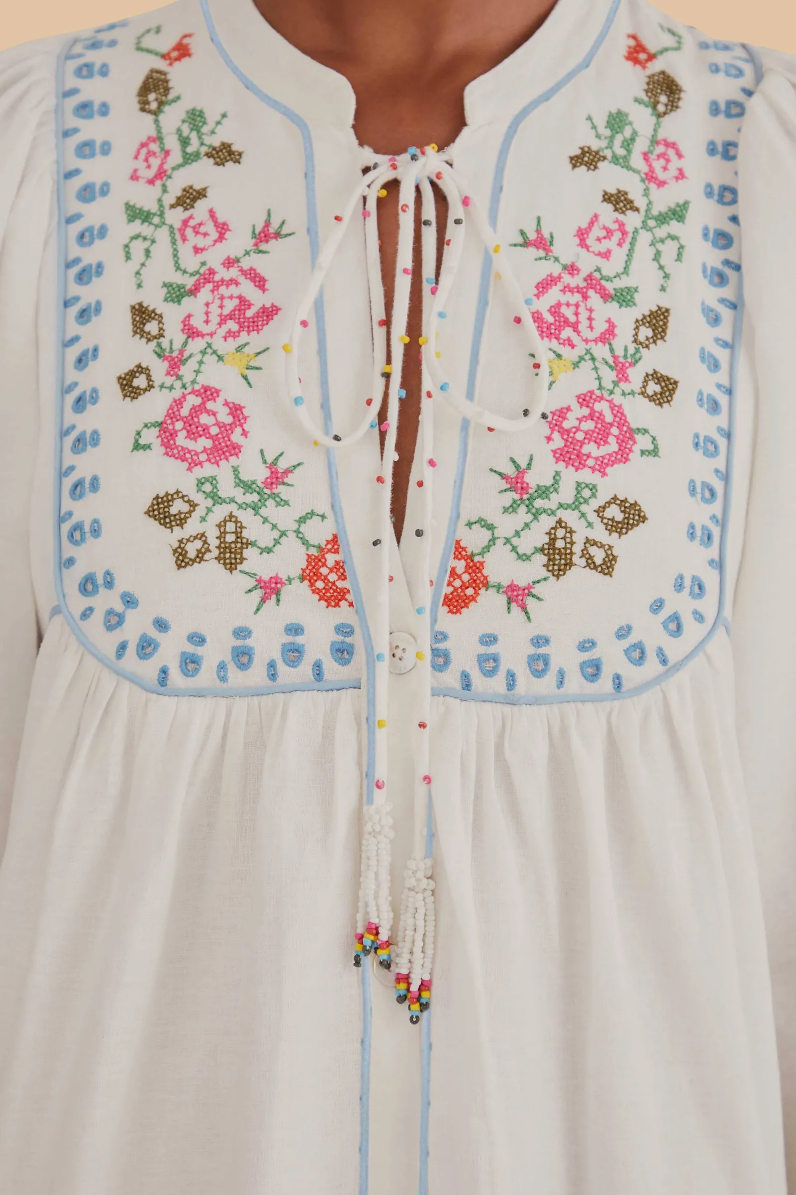 OFF-WHITE EMBROIDERED MIDI DRESS