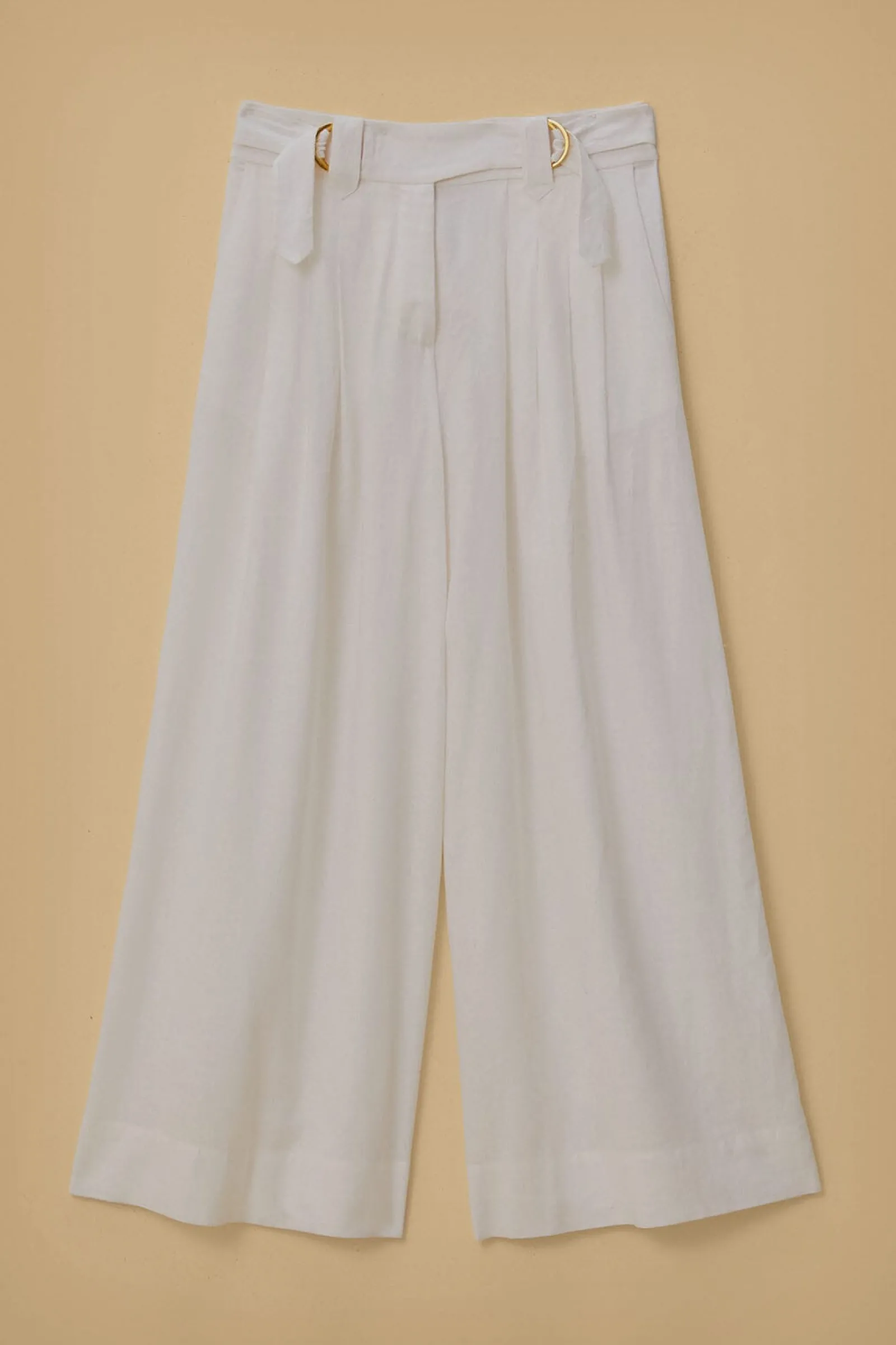 OFF-WHITE LINEN LOW WAIST PANTS