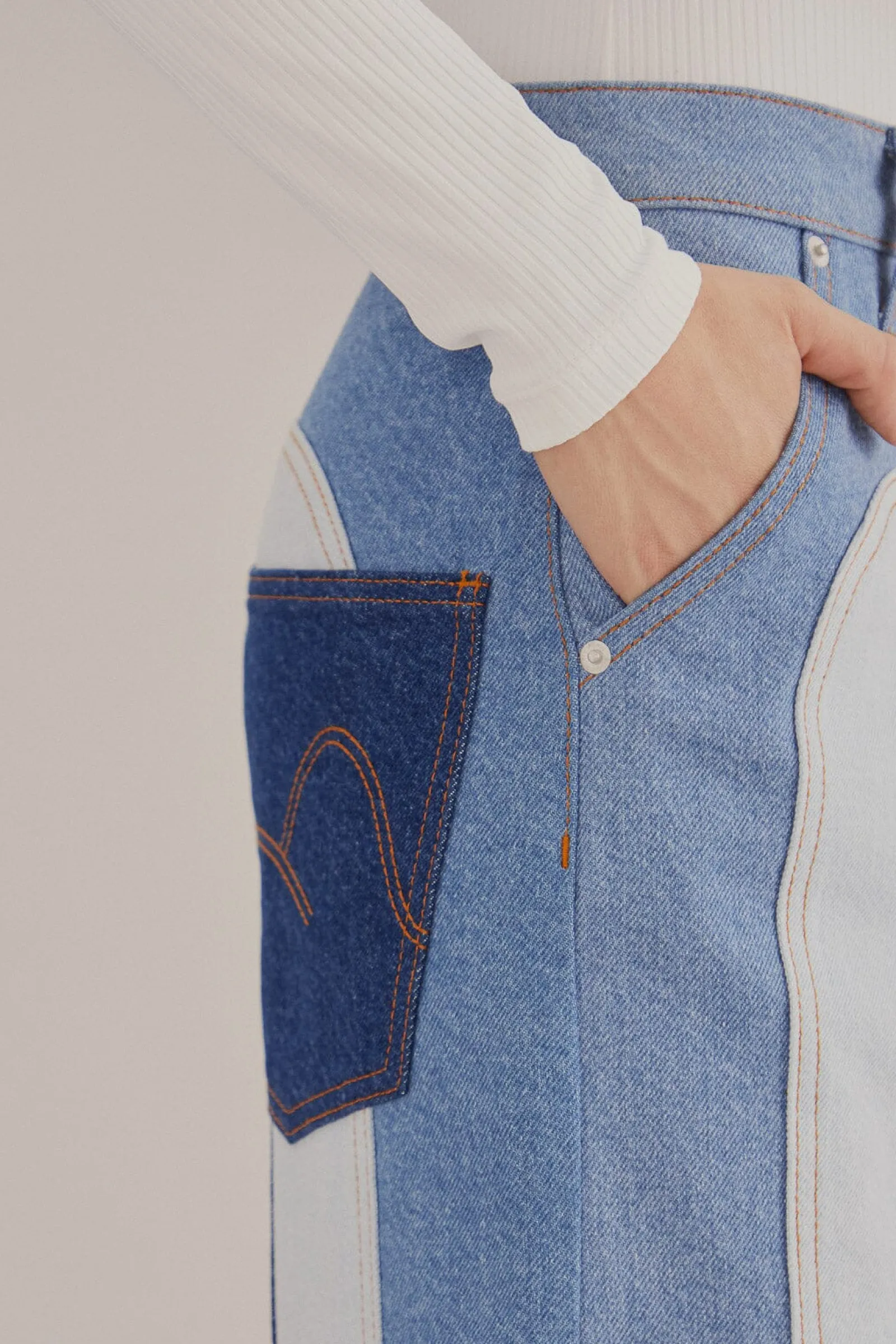 PATCHWORK DENIM WIDE PANTS