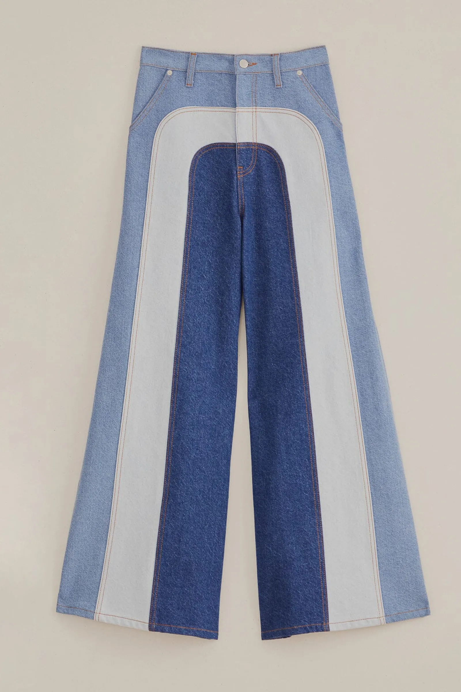 PATCHWORK DENIM WIDE PANTS