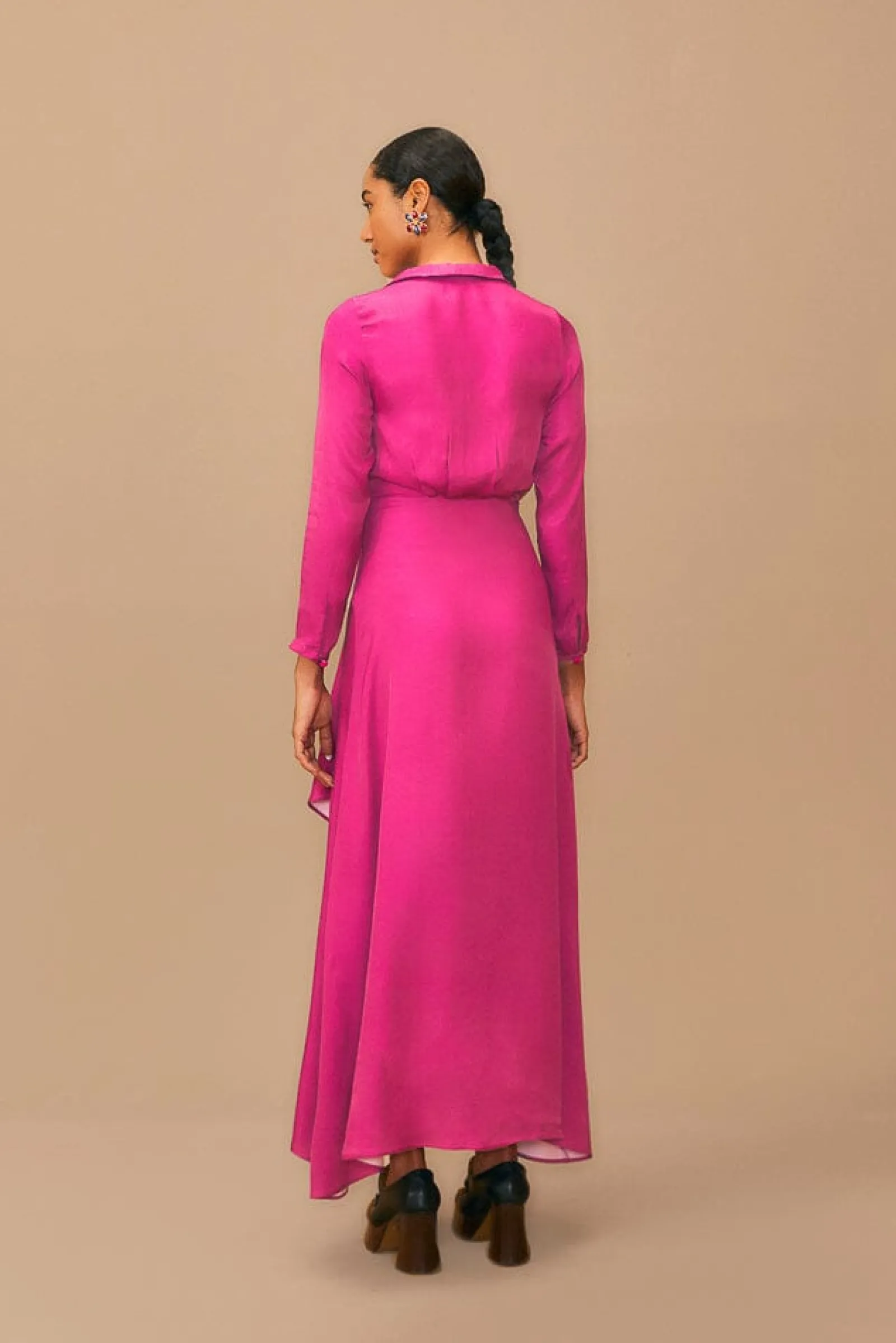 PINK LONG SLEEVE MAXI DRESS