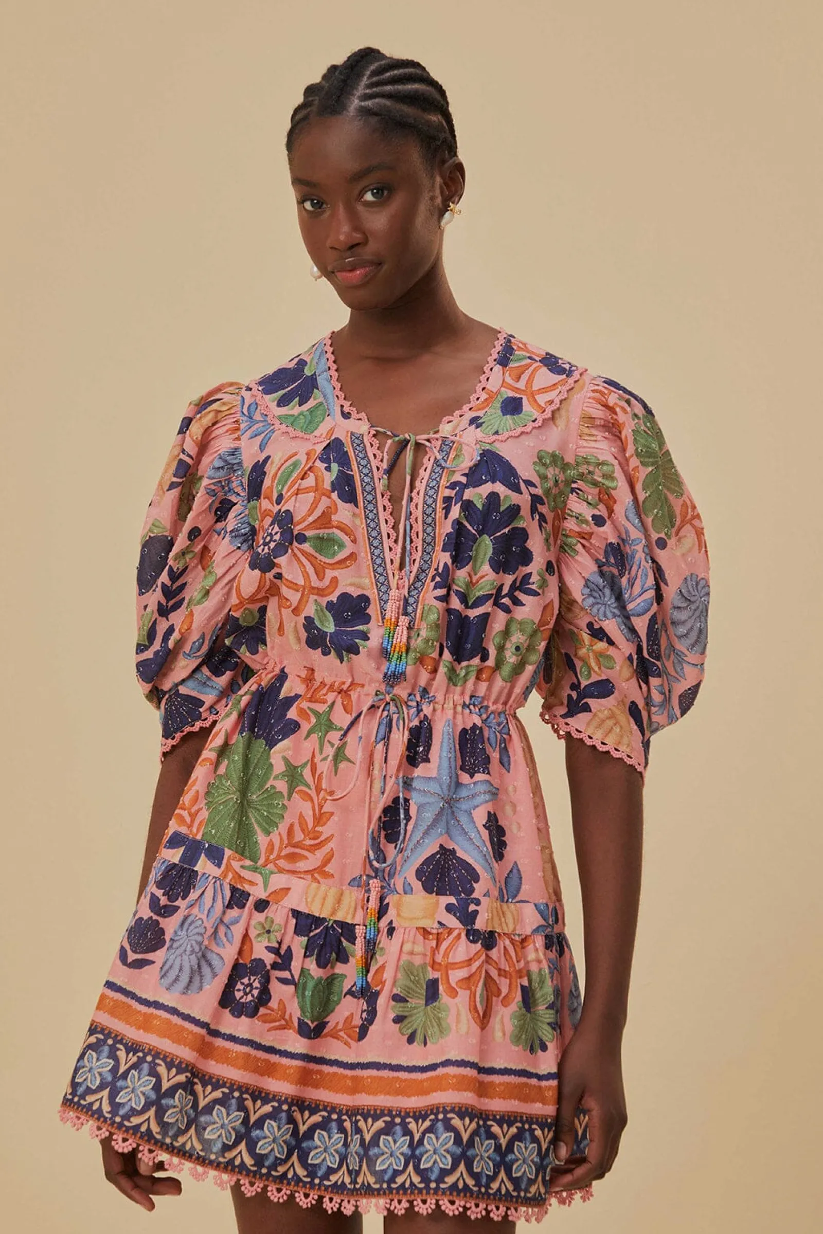  PINK SEASHELL TAPESTRY MINI DRESS