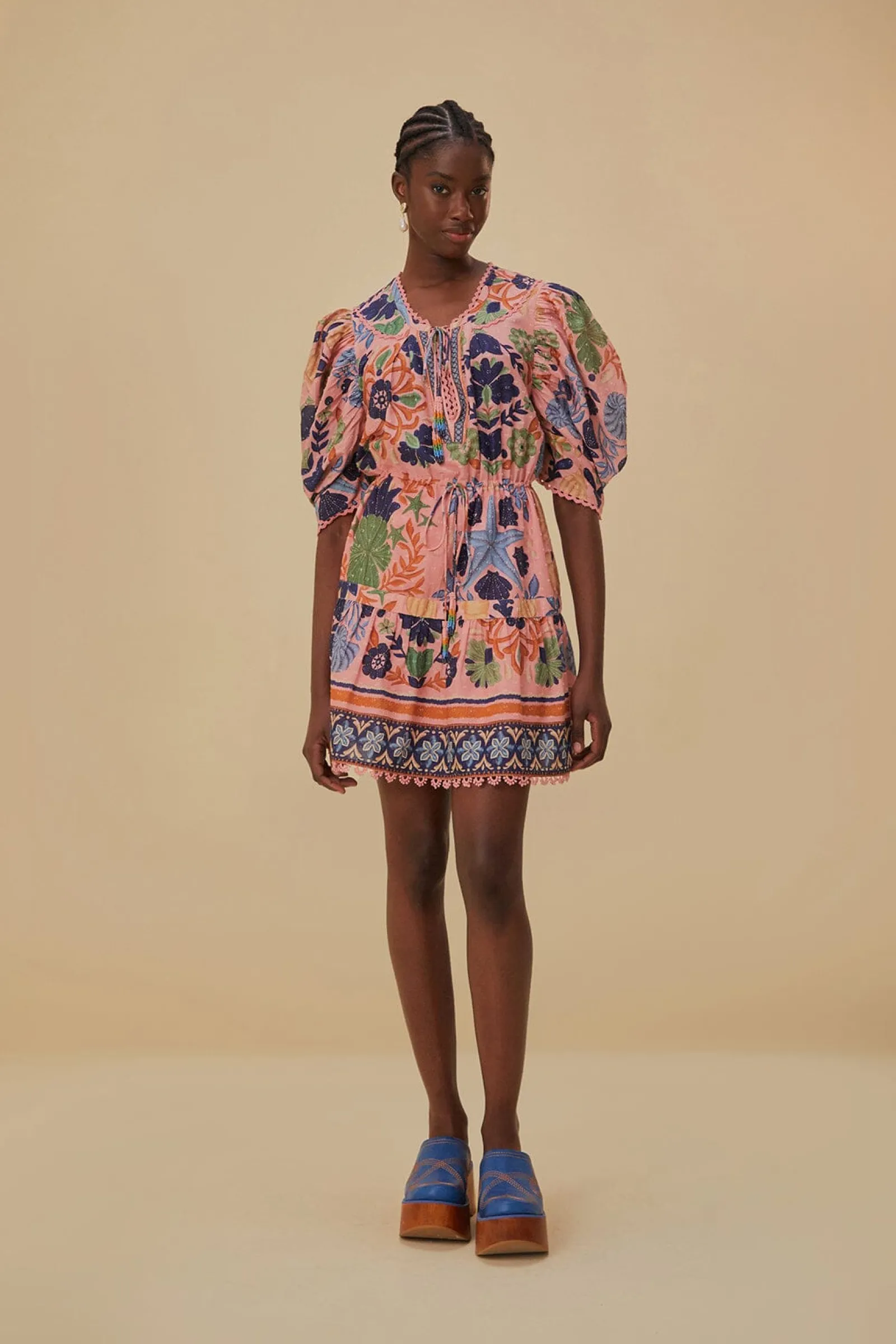 PINK SEASHELL TAPESTRY MINI DRESS