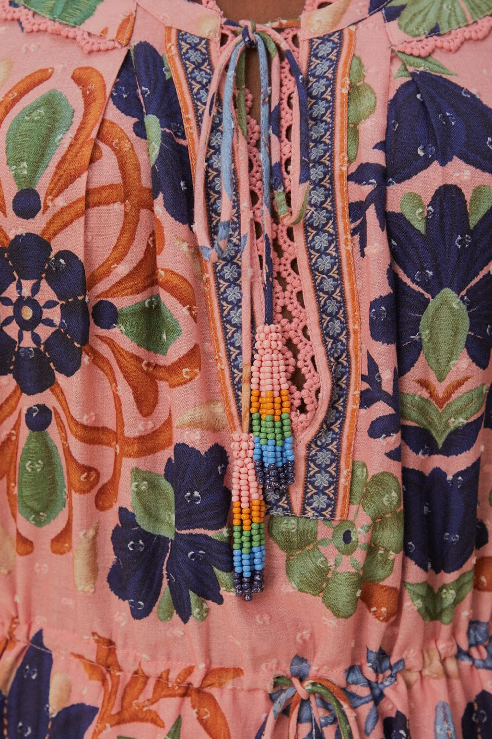 PINK SEASHELL TAPESTRY MINI DRESS