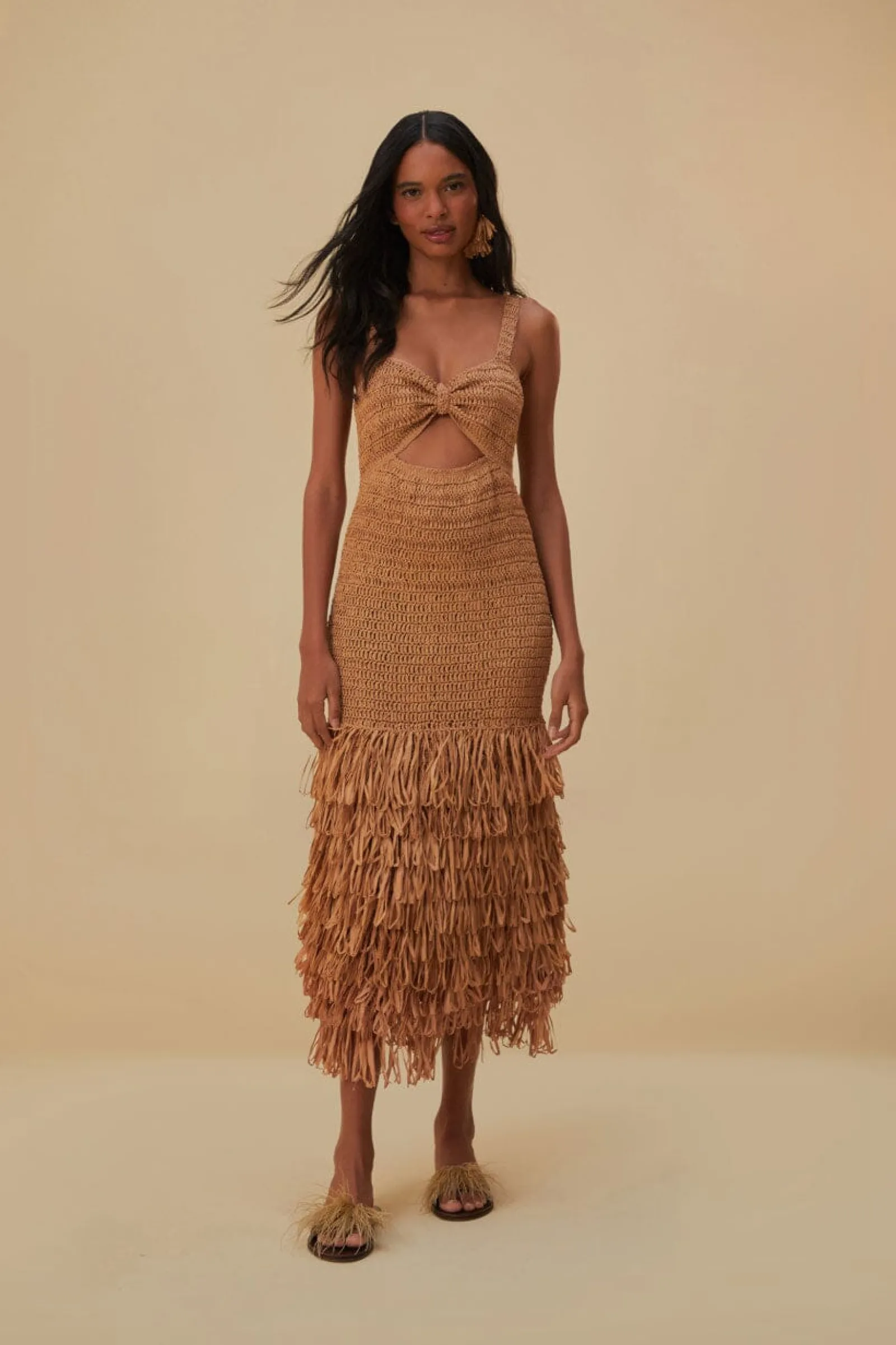  RAFFIA CUT-OUT MIDI DRESS
