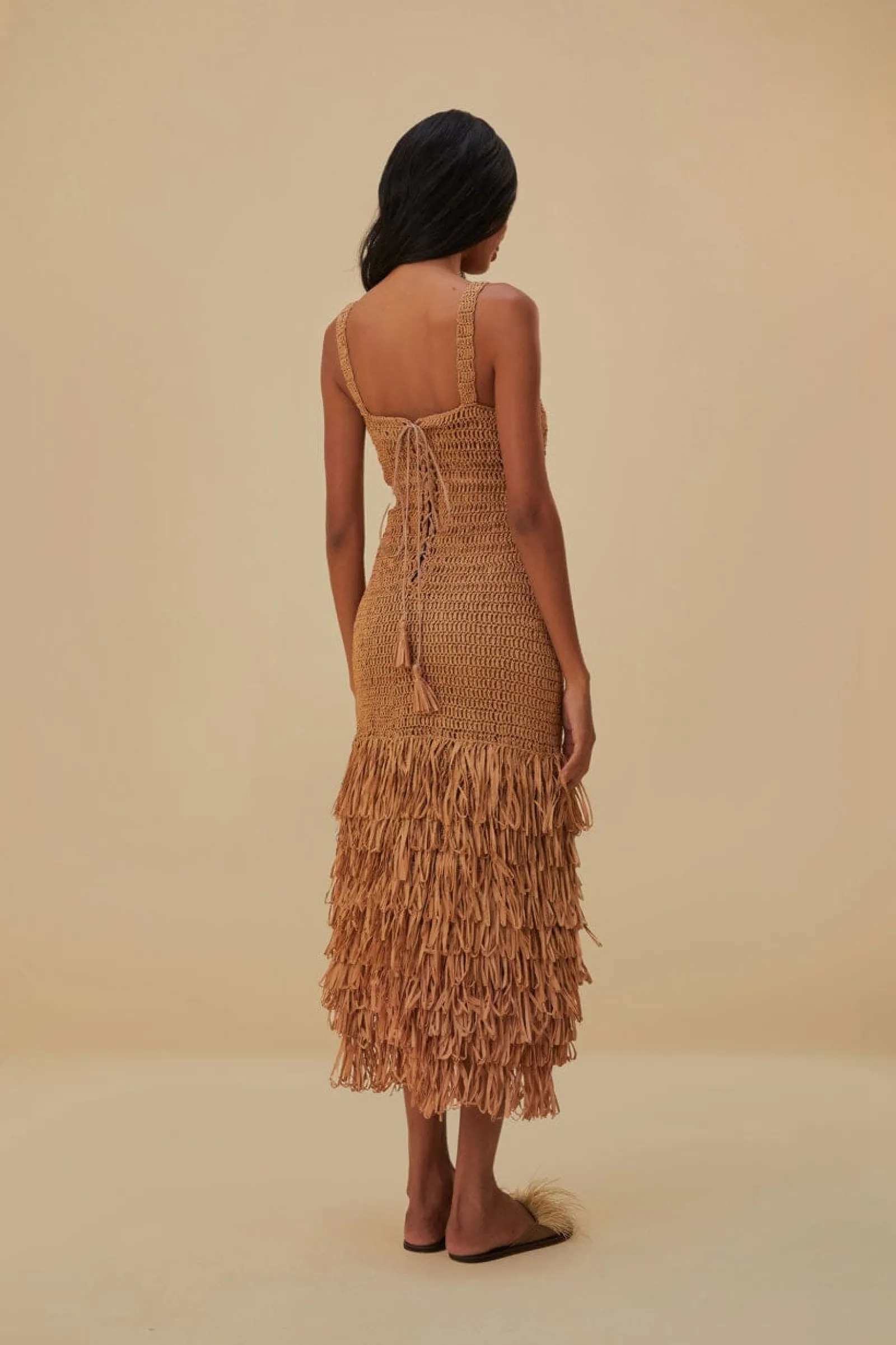 RAFFIA CUT-OUT MIDI DRESS
