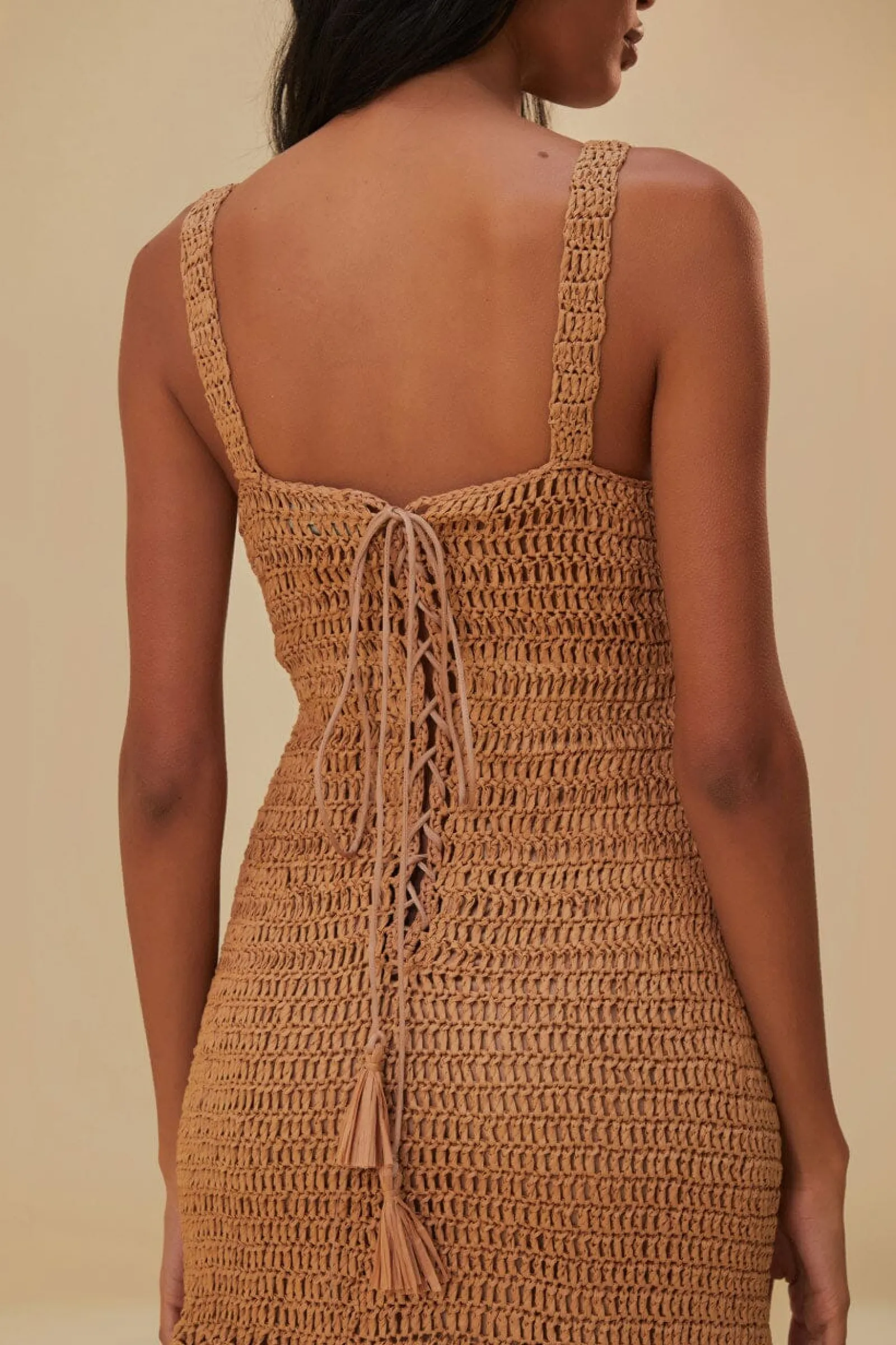 RAFFIA CUT-OUT MIDI DRESS