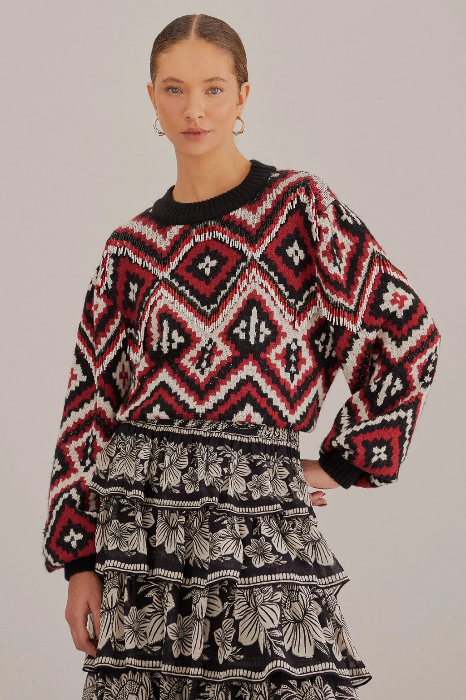  RAUTI BEADED KNIT SWEATER