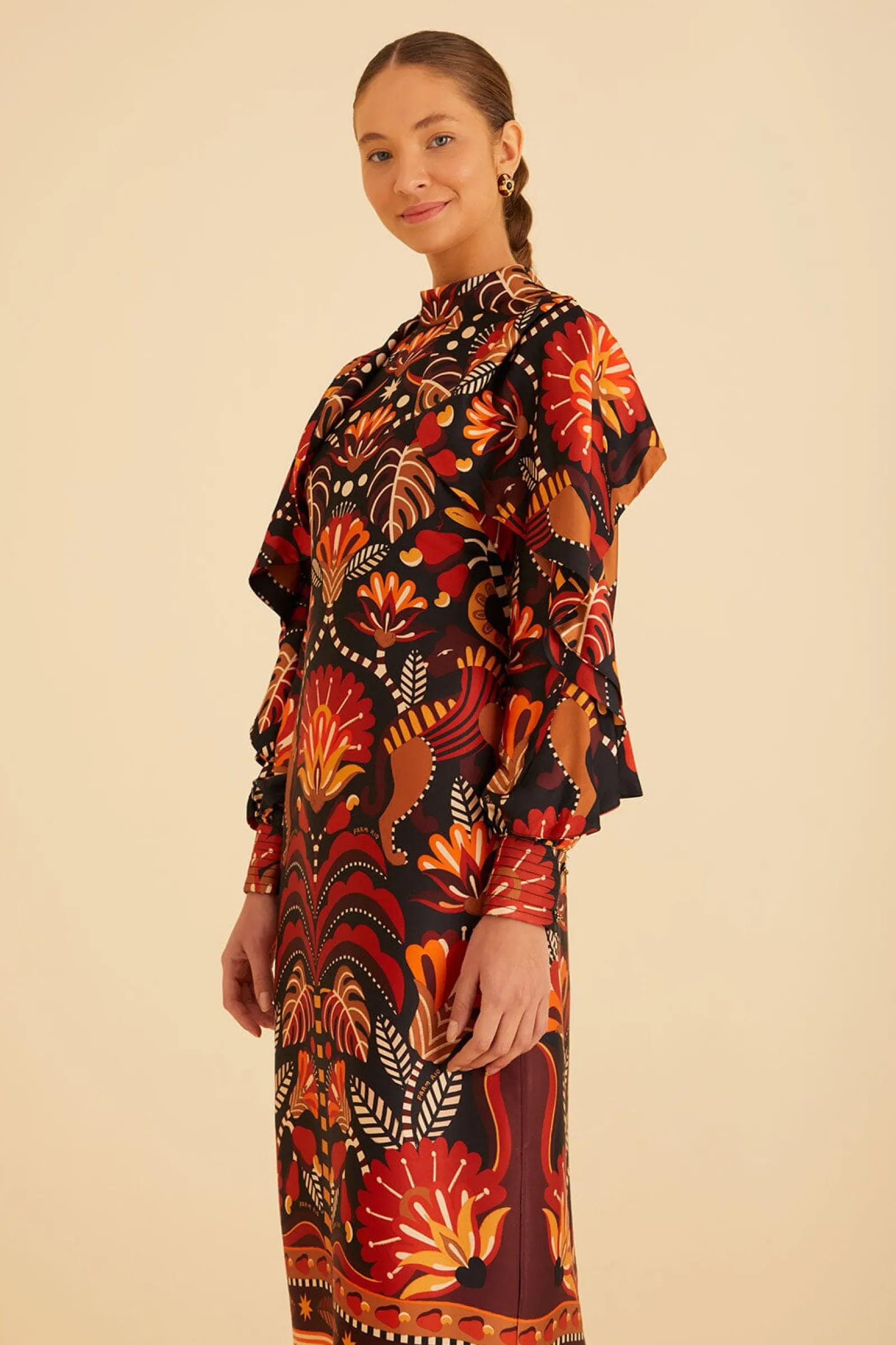 RED NATURE BEAUTY SCARF BACKLESS MIDI DRESS