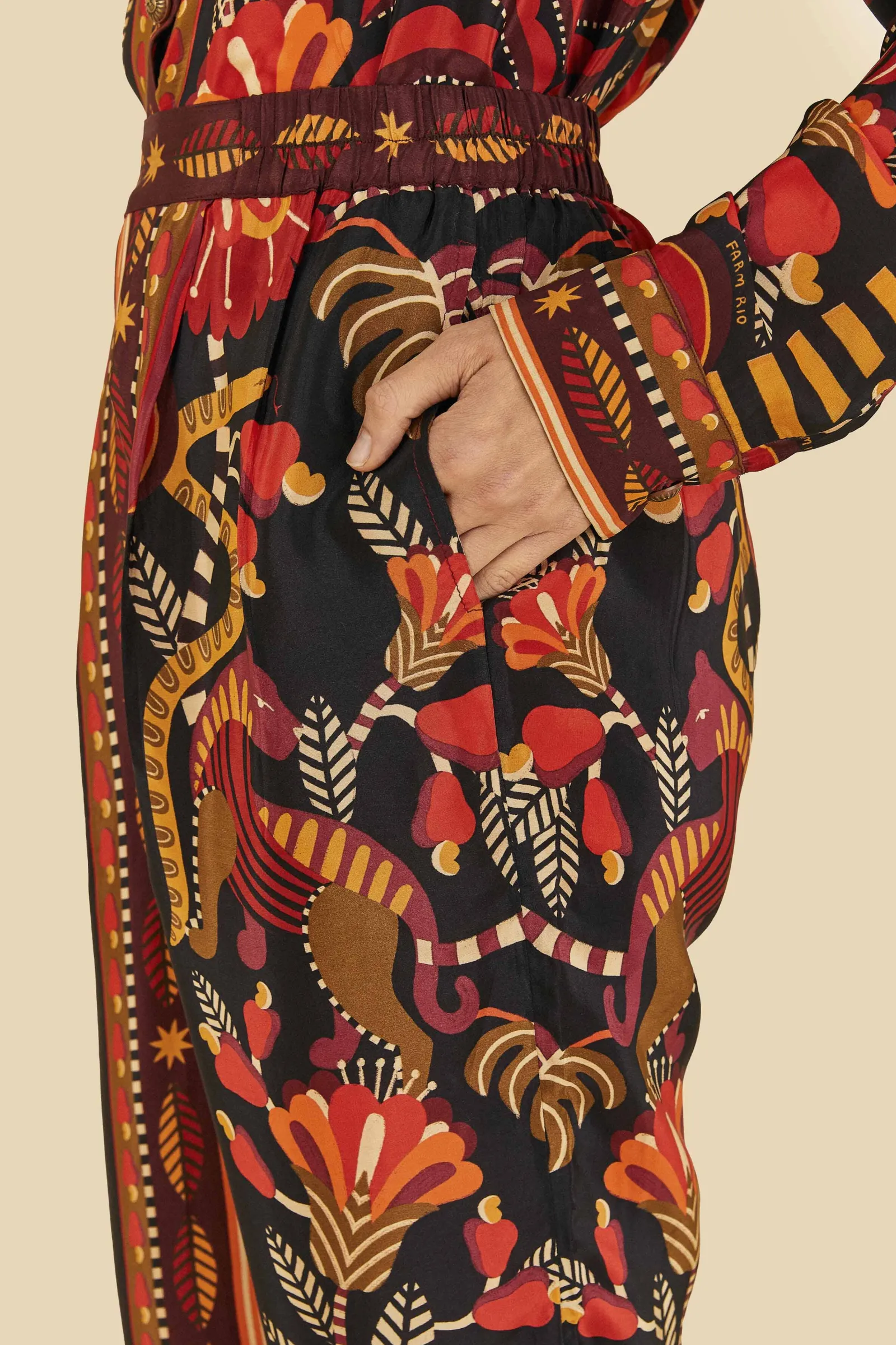 RED NATURE BEAUTY SCARF PANTS