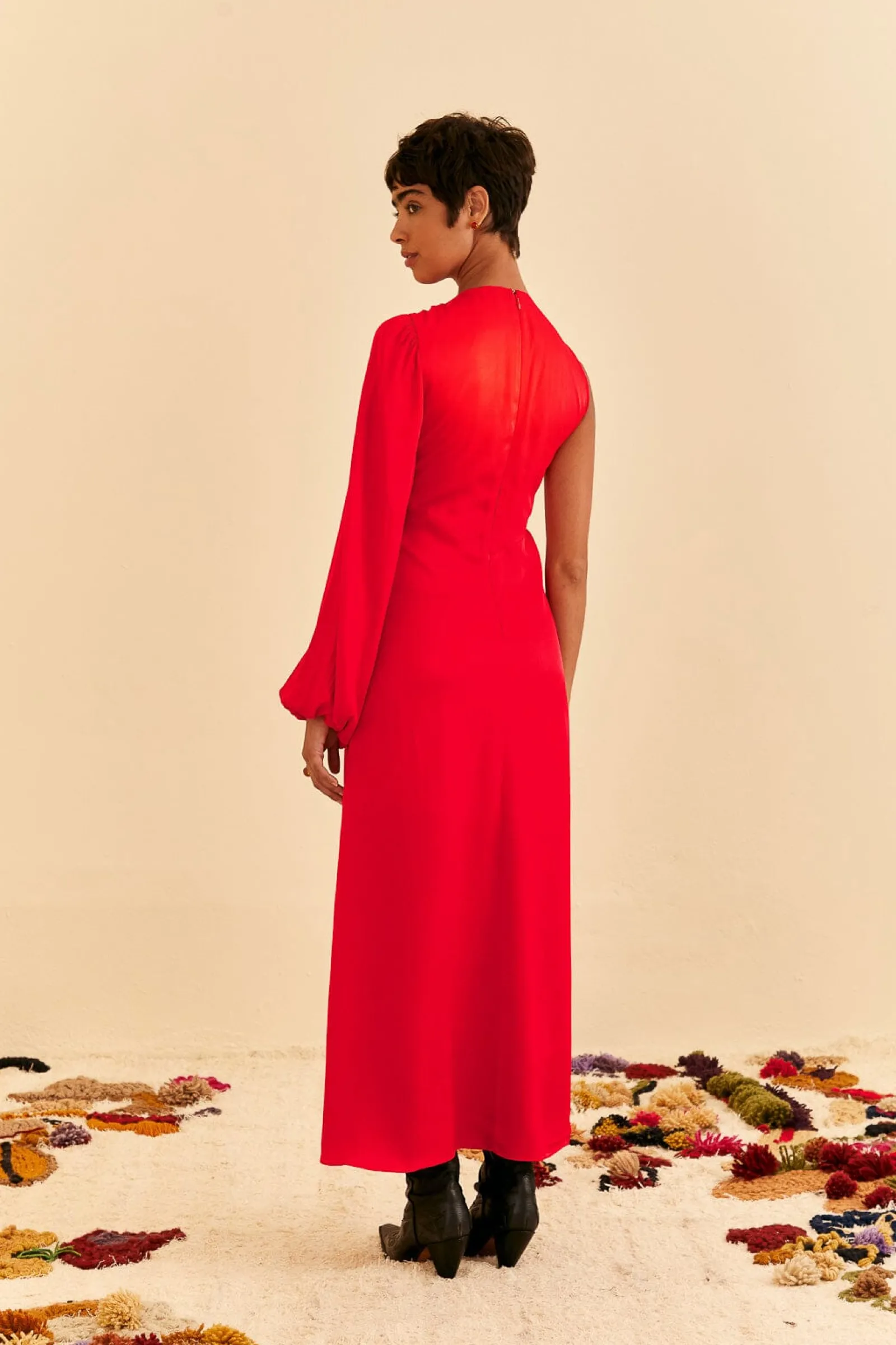 RED ONE SHOULDER MAXI DRESS