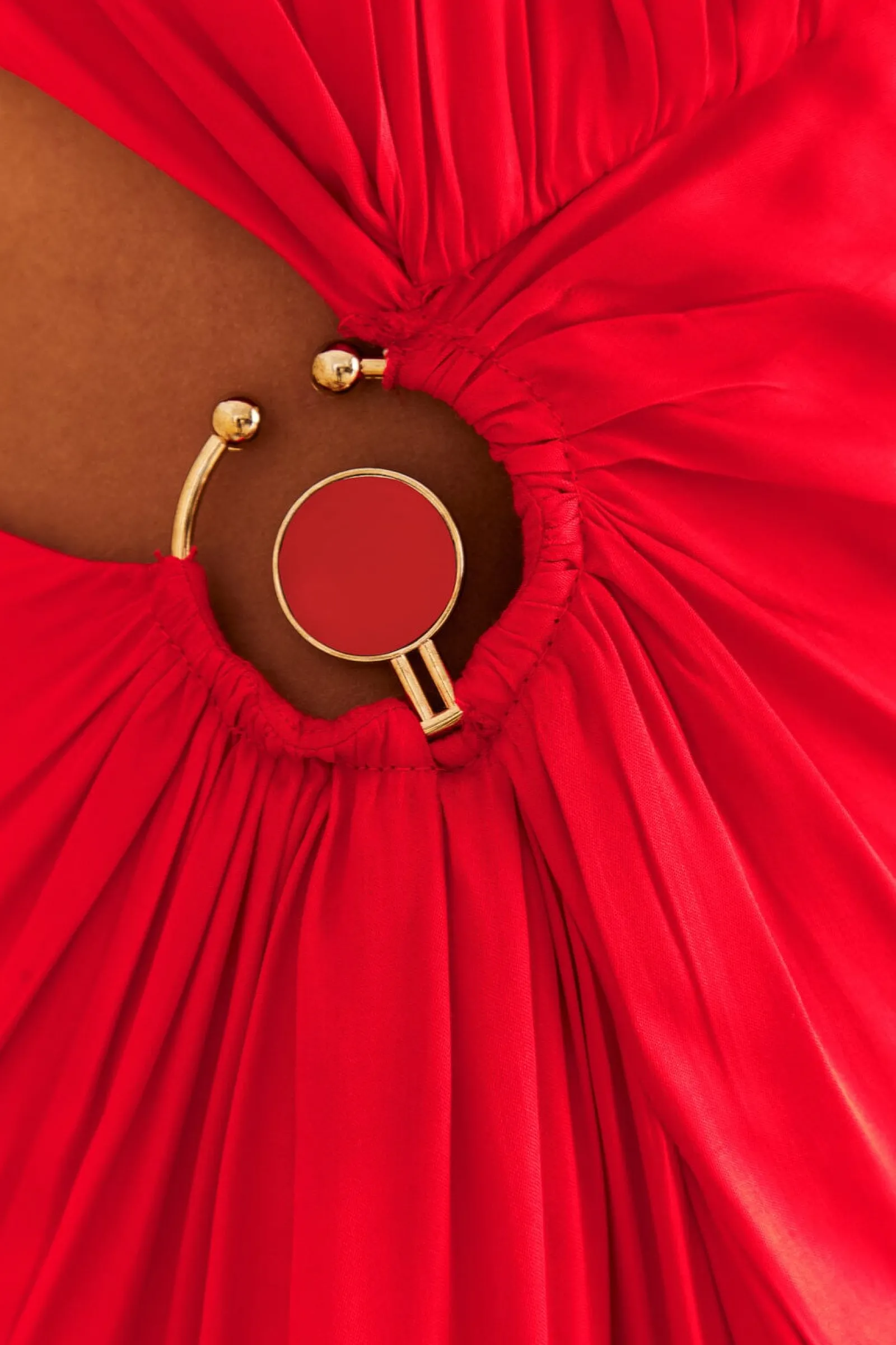 RED ONE SHOULDER MAXI DRESS